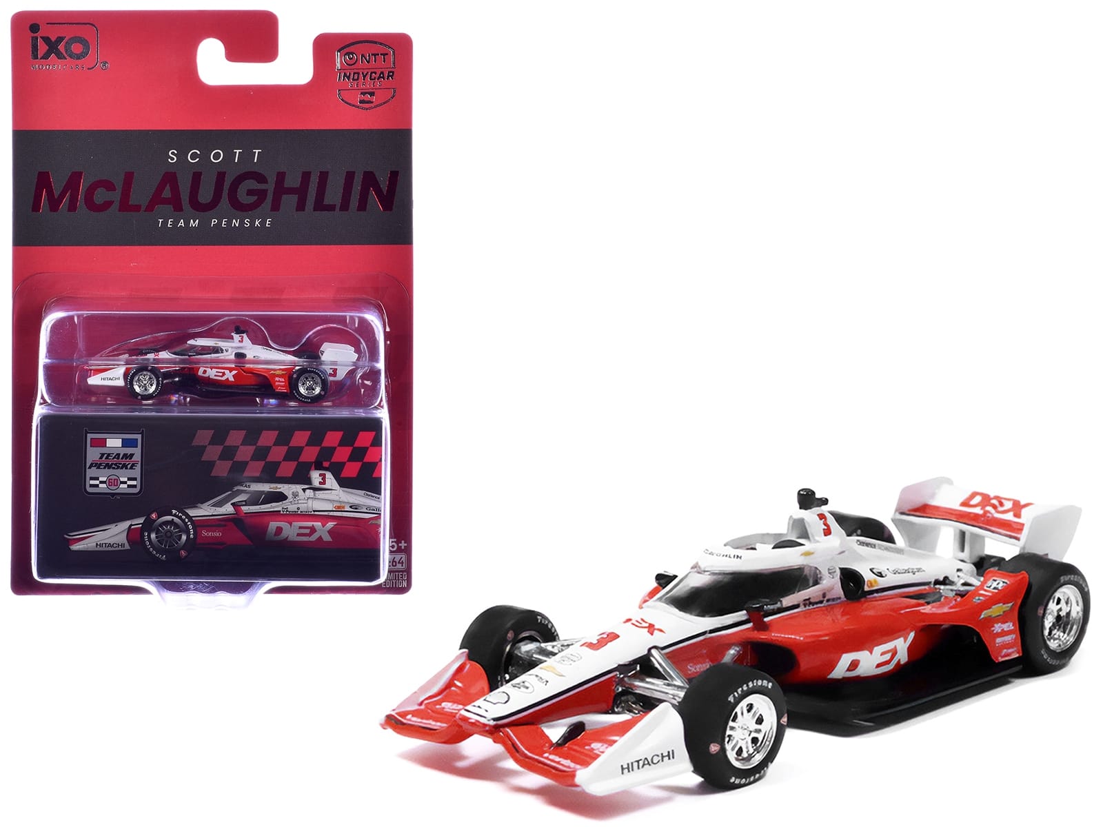 Dallara IndyCar #3 Scott McLaughlin "DEX" Team Penske (Road Course Configuration) "NTT IndyCar Series" (2026) 1/64 Diecast Model by IXO Models