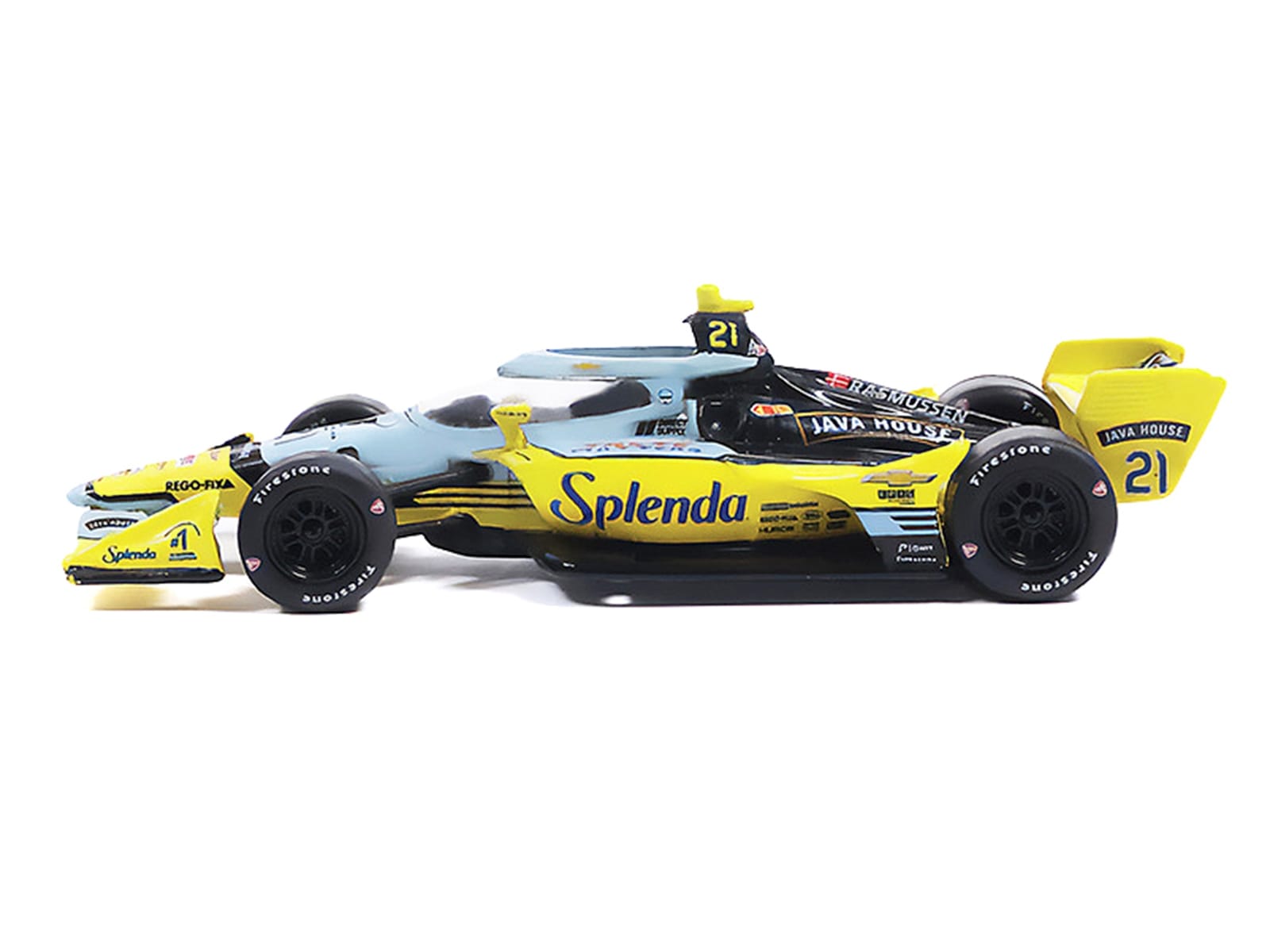 Dallara IndyCar #21 Christian Rasmussen "Splenda" Ed Carpenter Racing (Road Course Configuration) "NTT IndyCar Series" (2026) 1/64 Diecast Model by IXO Models - Image 2