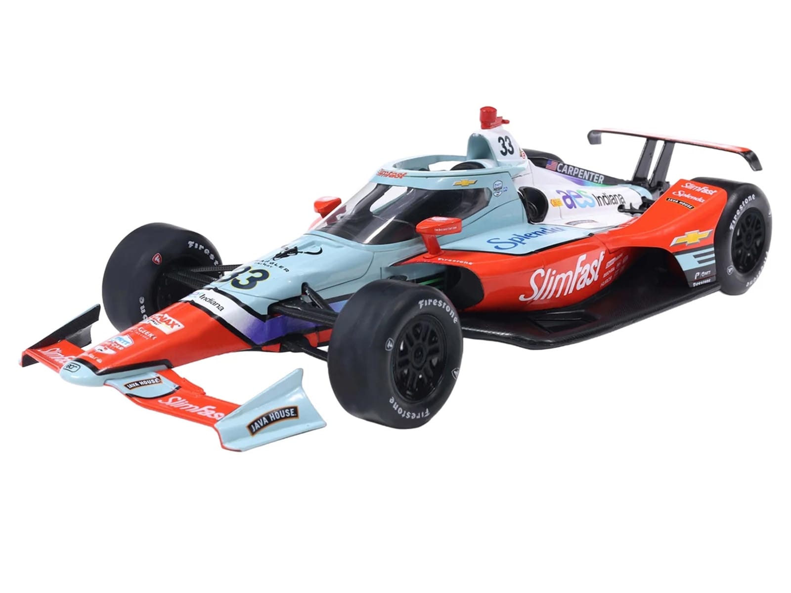 Dallara IndyCar #33 Ed Carpenter "Slim Fast" Ed Carpenter Racing (Road Course Configuration) "NTT IndyCar Series" (2026) 1/64 Diecast Model Car by IXO Models - Image 2