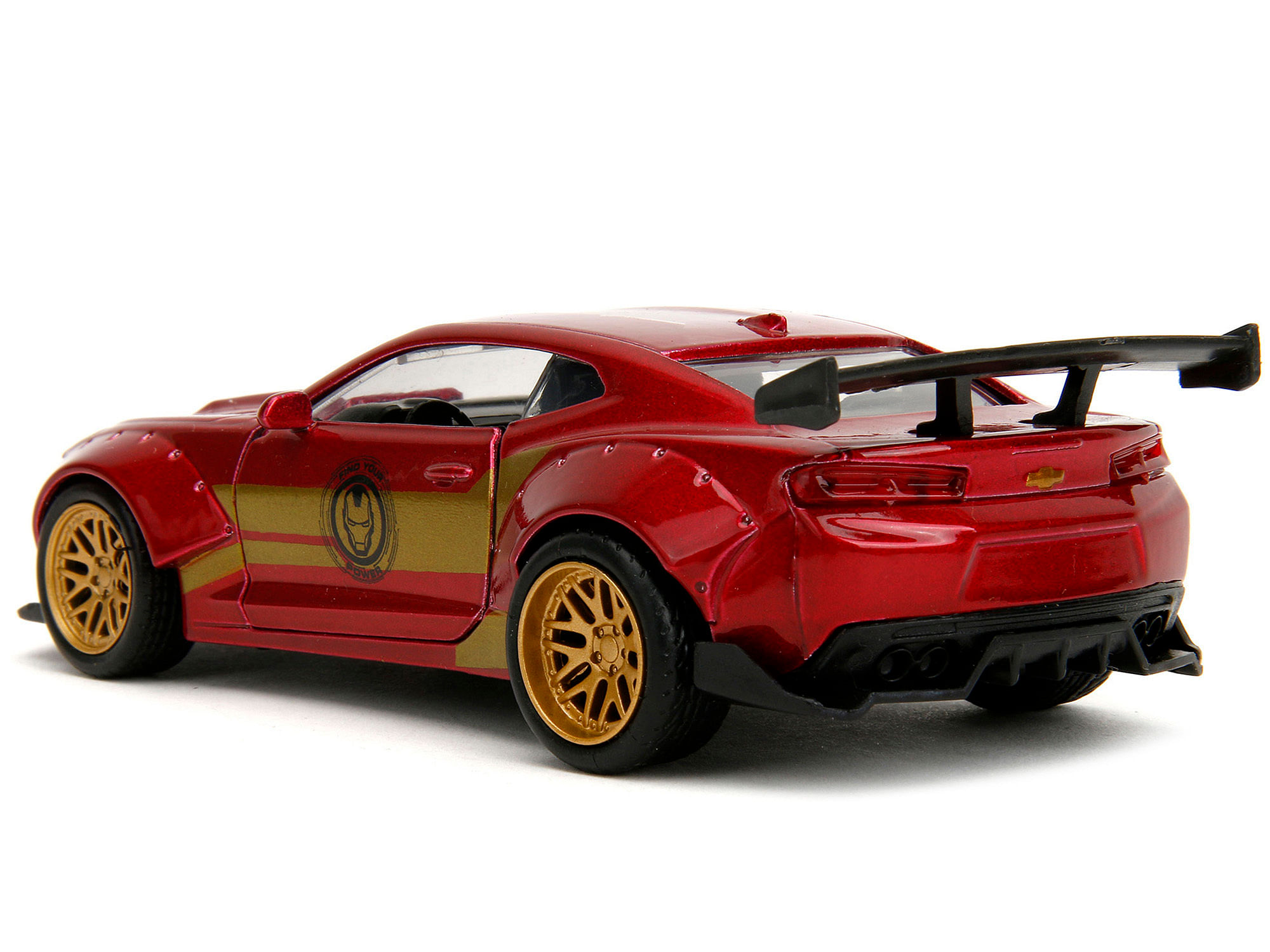 2016 Chevrolet Camaro Red Metallic and Gold and Iron Man Diecast Figure “The Avengers” “Hollywood Rides” Series 1/32 Diecast Model Car by Jada