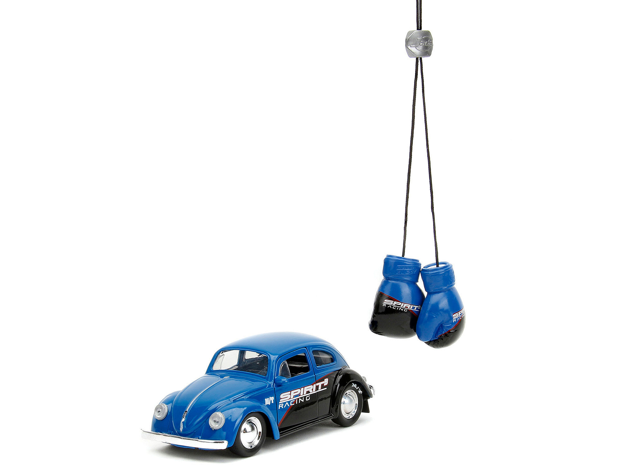 1959 Volkswagen Beetle “Spirit3 Racing” Blue and Black and Boxing Gloves Accessory “Punch Buggy” Series 1/32 Diecast Model Car by Jada