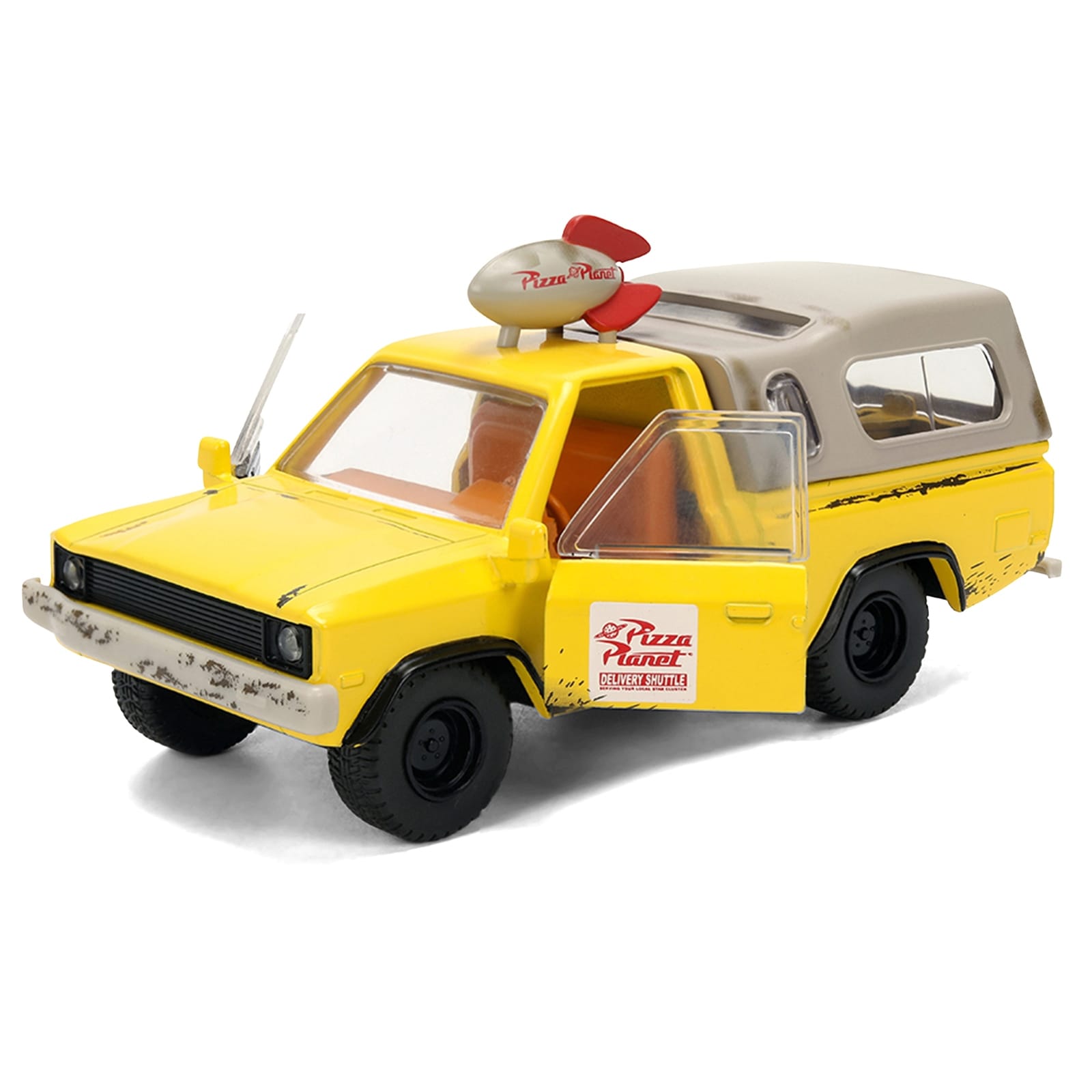 Pizza Planet Truck Yellow (Weathered) with Beige Camper "Toy Story" (1995) Movie "Hollywood Rides" Series 1/32 Diecast Model Car by Jada - Image 2