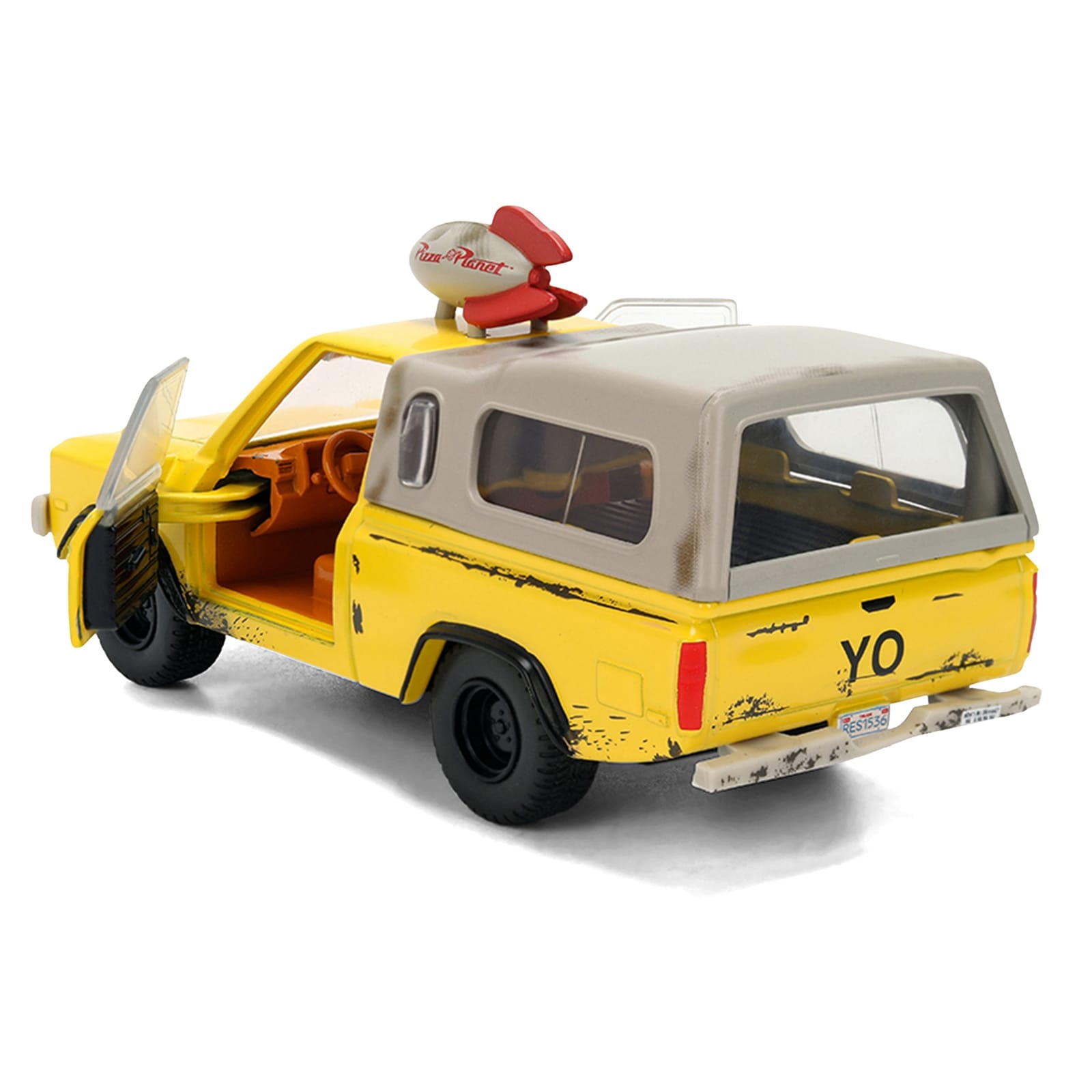 Pizza Planet Truck Yellow (Weathered) with Beige Camper "Toy Story" (1995) Movie "Hollywood Rides" Series 1/32 Diecast Model Car by Jada - Image 4