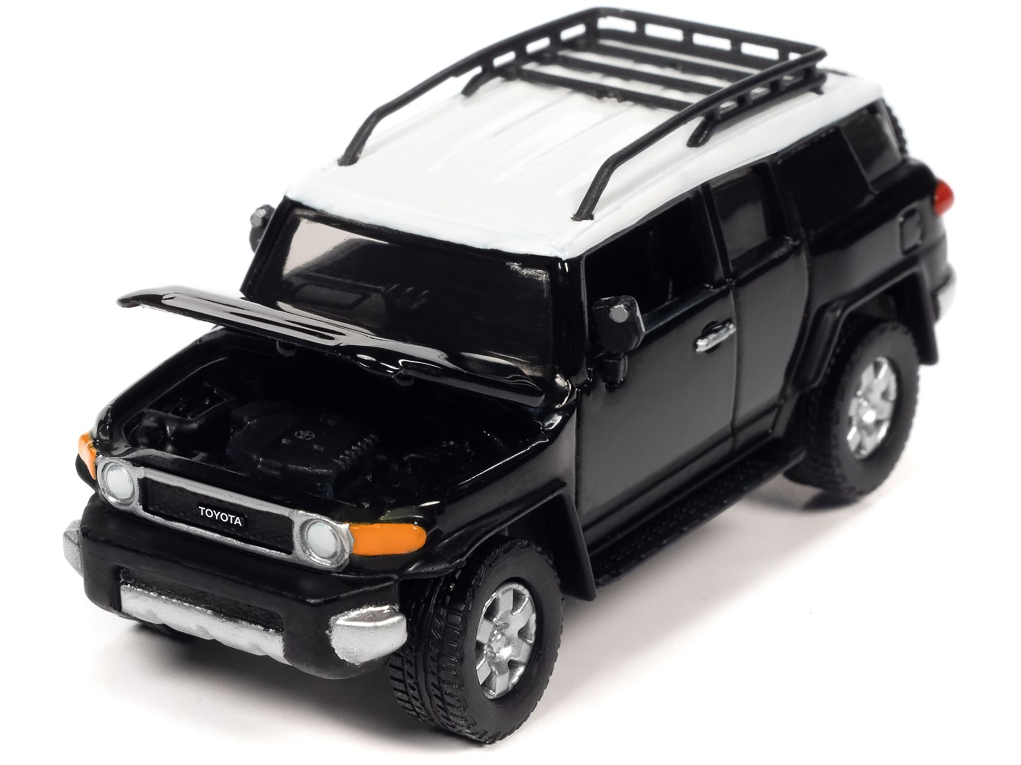 2007 Toyota FJ Cruiser Black Diamond with White Top and Roofrack “Classic Gold Collection” Series Limited Edition 1/64 Diecast Model Car by Johnny Lightning