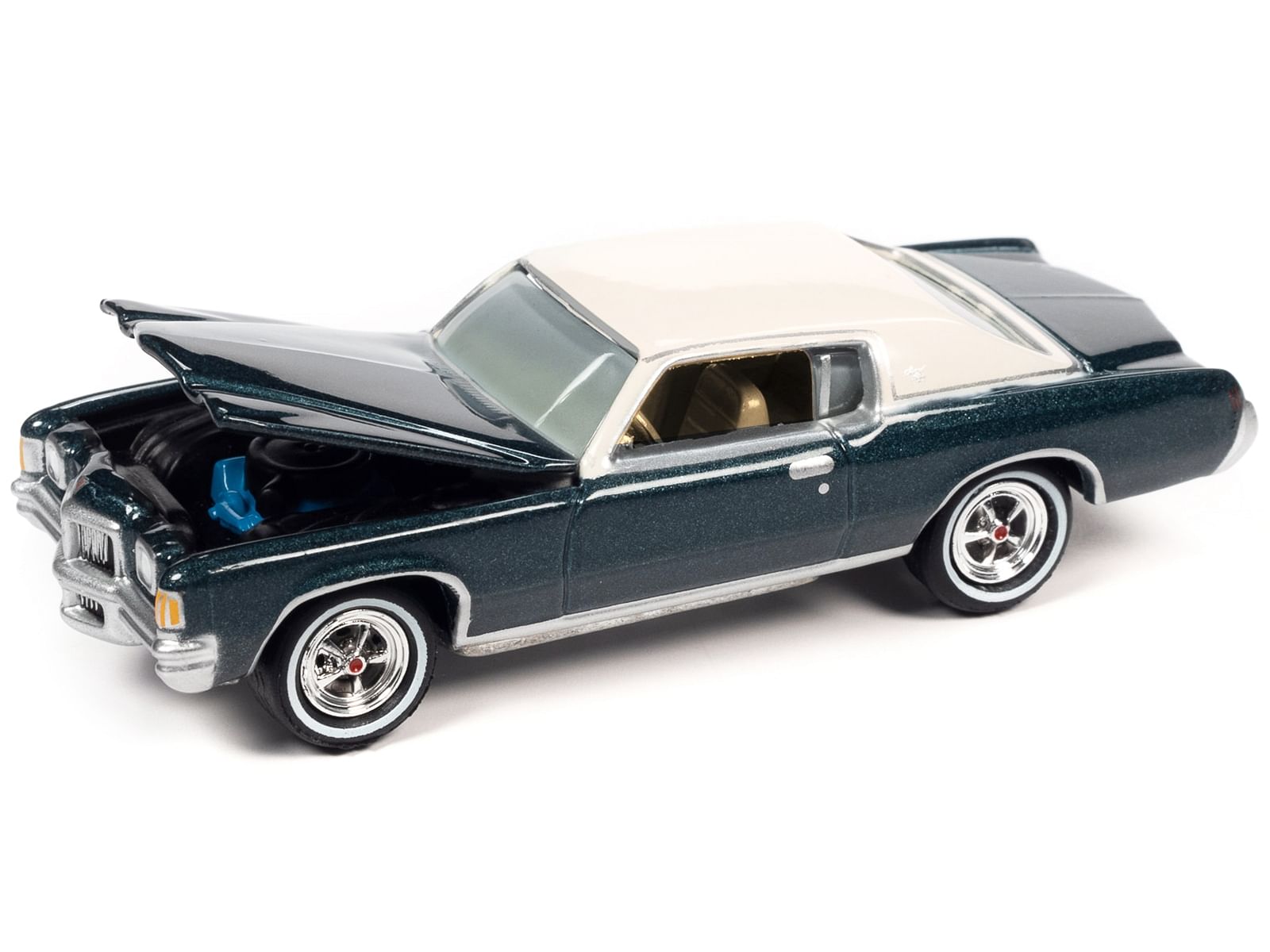 1971 Pontiac Grand Prix Bluestone Gray Metallic with White Top “Classic Gold Collection” Series Limited Edition to 8476 pieces Worldwide 1/64 Diecast Model Car by Johnny Lightning