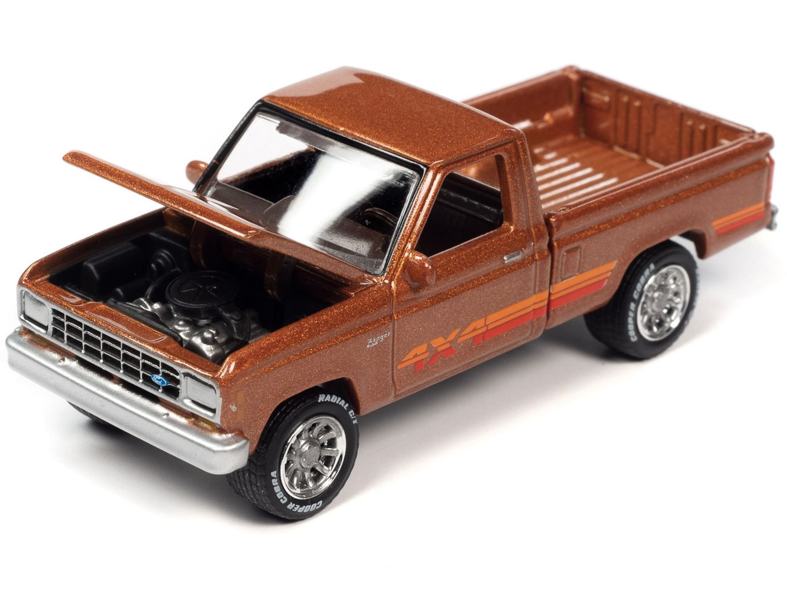 1985 Ford Ranger XL Pickup Truck Bright Copper Metallic with Stripes “Classic Gold Collection” 2023 Release 1 Limited Edition to 4620 pieces Worldwide 1/64 Diecast Model Car by Johnny Lightning