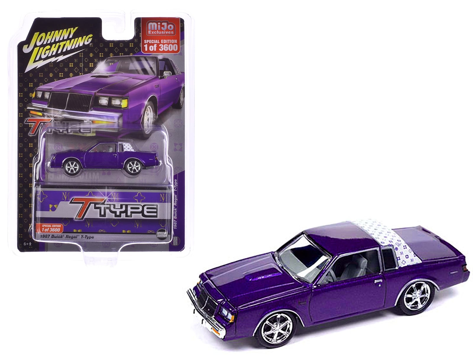 1987 Buick Regal T-Type Purple Metallic Limited Edition to 3600 pieces Worldwide 1/64 Diecast Model Car by Johnny Lightning - Image 2