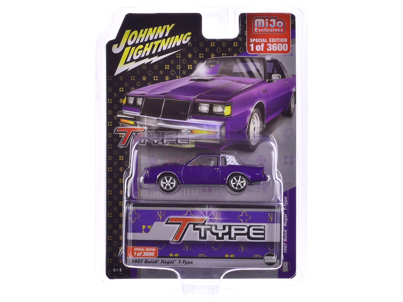 1987 Buick Regal T-Type Purple Metallic Limited Edition to 3600 pieces Worldwide 1/64 Diecast Model Car by Johnny Lightning - Image 3