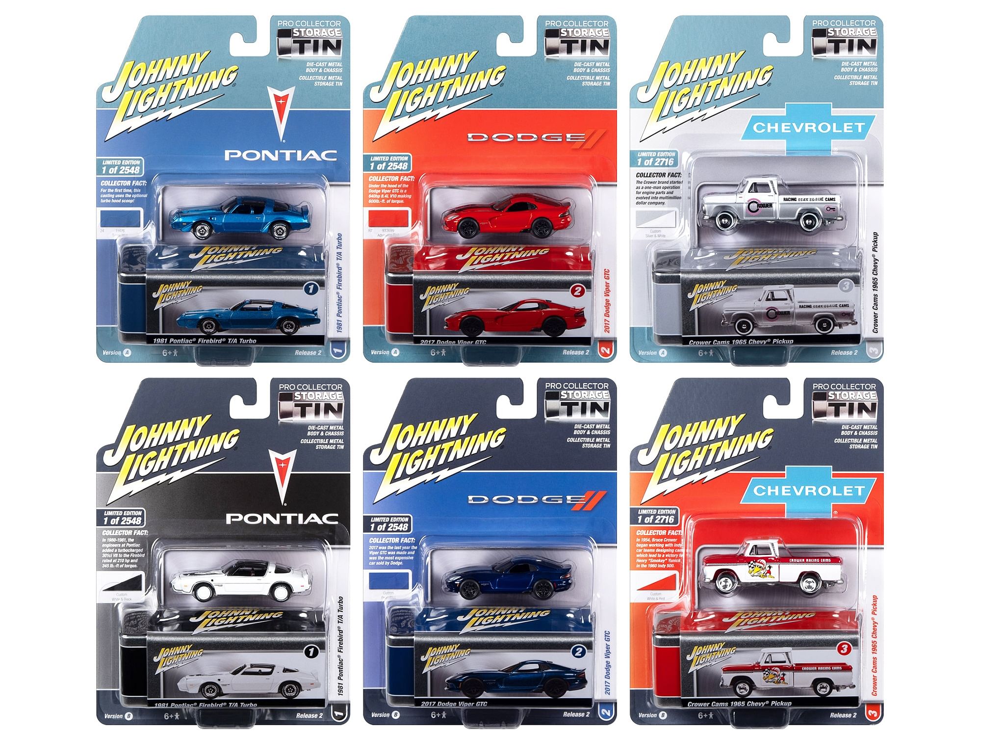 Johnny Lightning Collector’s Tin 2023 Set of 6 Cars Release 2 Limited Edition 1/64 Diecast Model Cars by Johnny Lightning