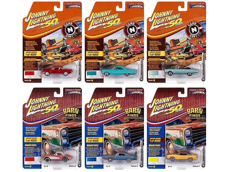 Muscle Cars USA 2019 Set B of 6 Cars Release 2 “Johnny Lightning 50th Anniversary” Limited Edition to 4000 pieces Worldwide 1/64 Diecast Model Cars by Johnny Lightning