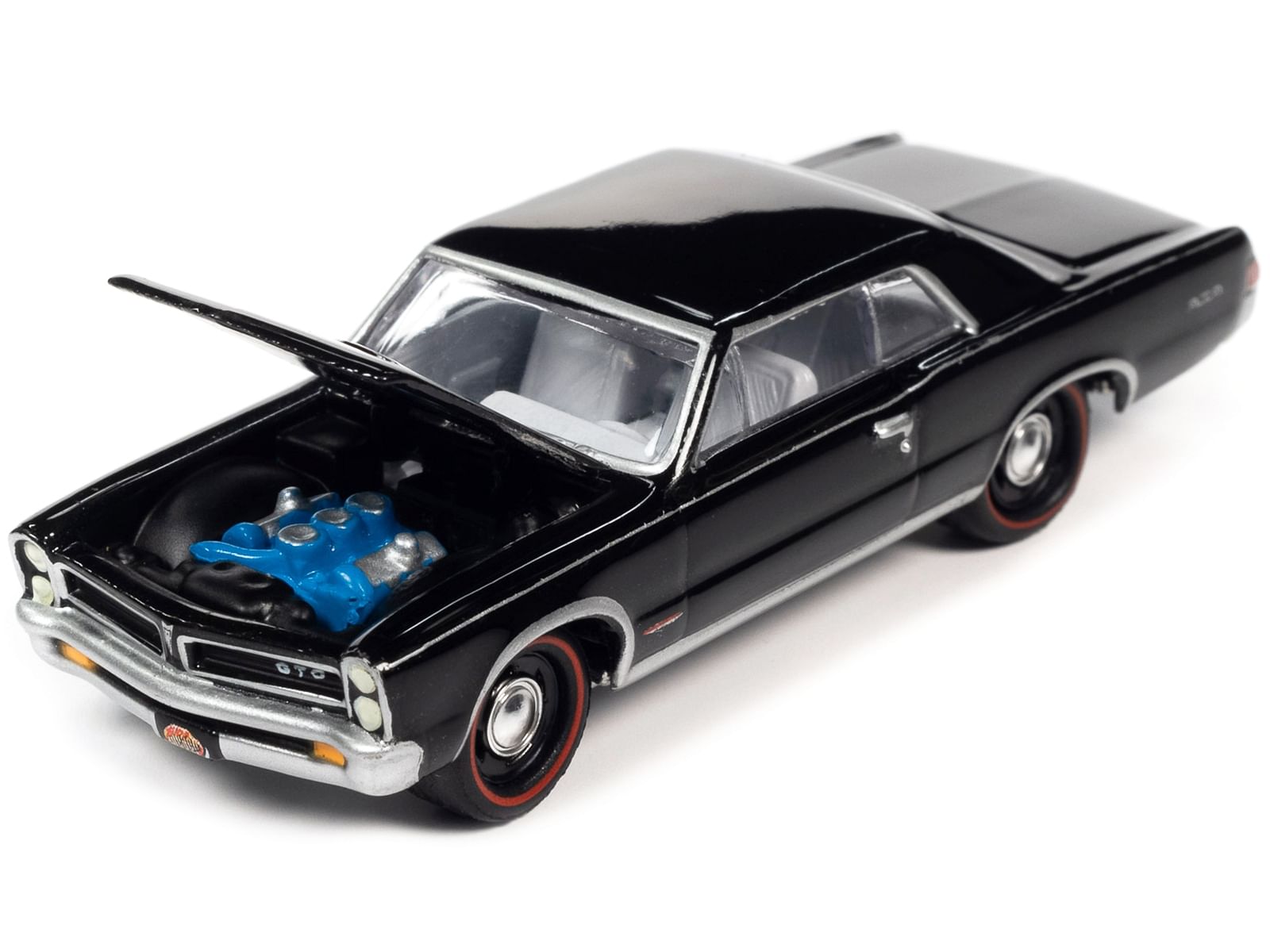 1965 Pontiac GTO Starlight Black with White Interior “MCACN (Muscle Car and Corvette Nationals)” Limited Edition to 4140 pieces Worldwide “Muscle Cars USA” Series 1/64 Diecast Model Car by Johnny Lightning