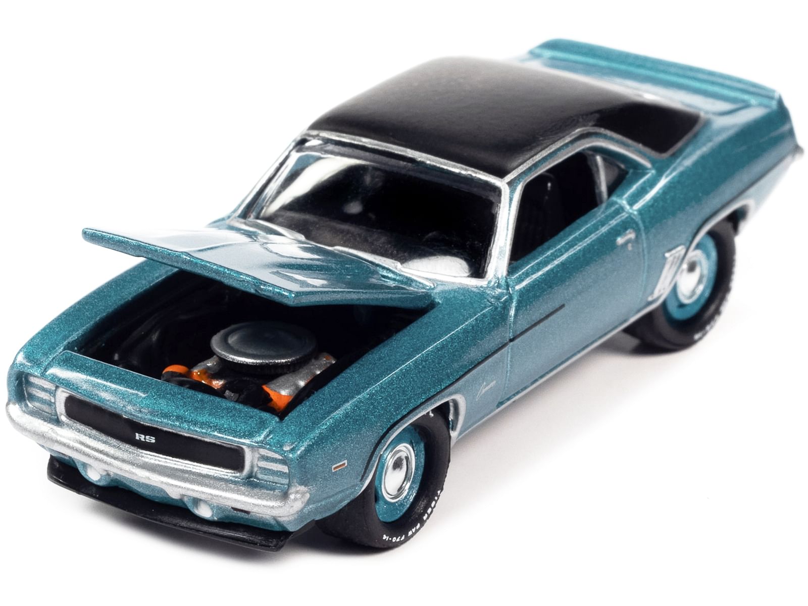 1969 Chevrolet COPO Camaro RS Azure Turquoise Metallic with Black Top “MCACN (Muscle Car and Corvette Nationals)” Limited Edition to 4140 pieces Worldwide “Muscle Cars USA” Series 1/64 Diecast Model Car by Johnny Lightning