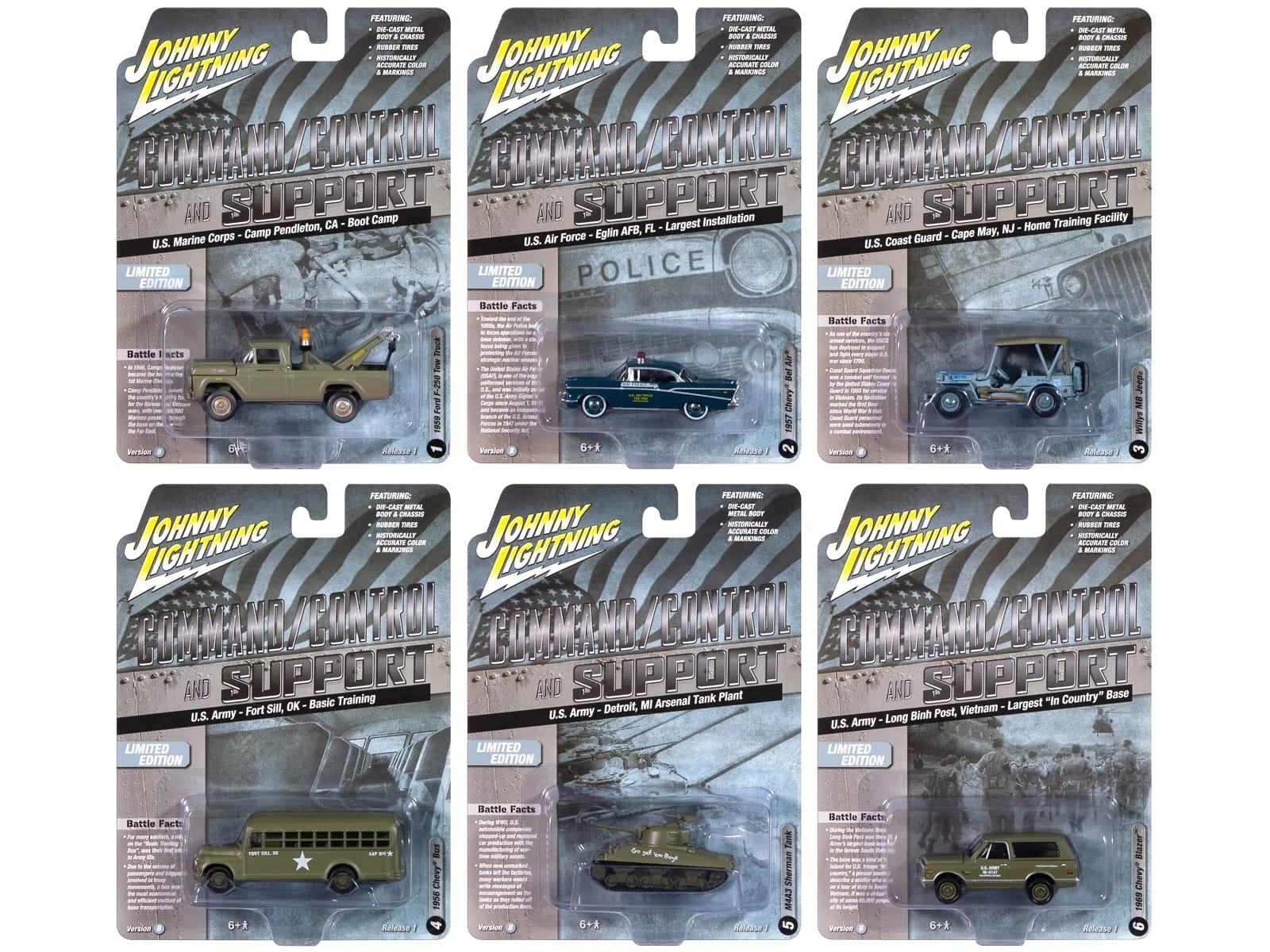 "Military" Set B of 6 pieces 2024 Release 2 Limited Edition Diecast Models by Johnny Lightning - Image 2