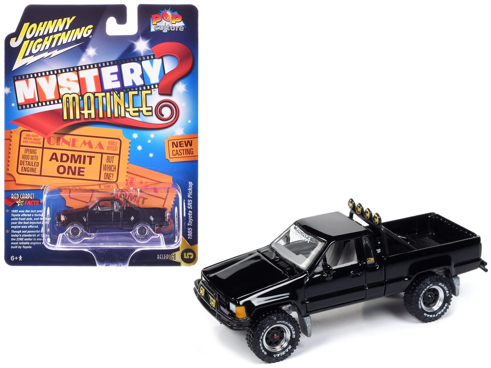 1985 Toyota SR5 Pickup Truck Black "Mystery Matinee" Movie Pop Culture 2024 Release 1 1/64 Diecast Model Car by Johnny Lightning - Image 3