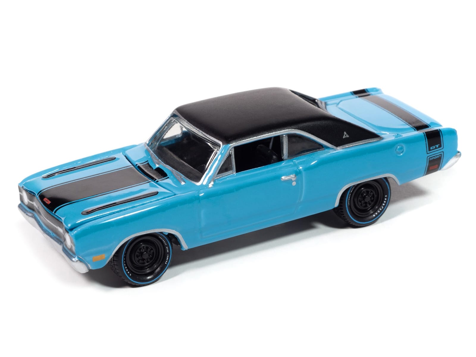 1969 Dodge Dart GTS 340 Blue with Black Top and Stripes "Goodyear Blue Streak" "Pop Culture" 2025 Release 1 1/64 Diecast Model Car by Johnny Lightning - Image 2