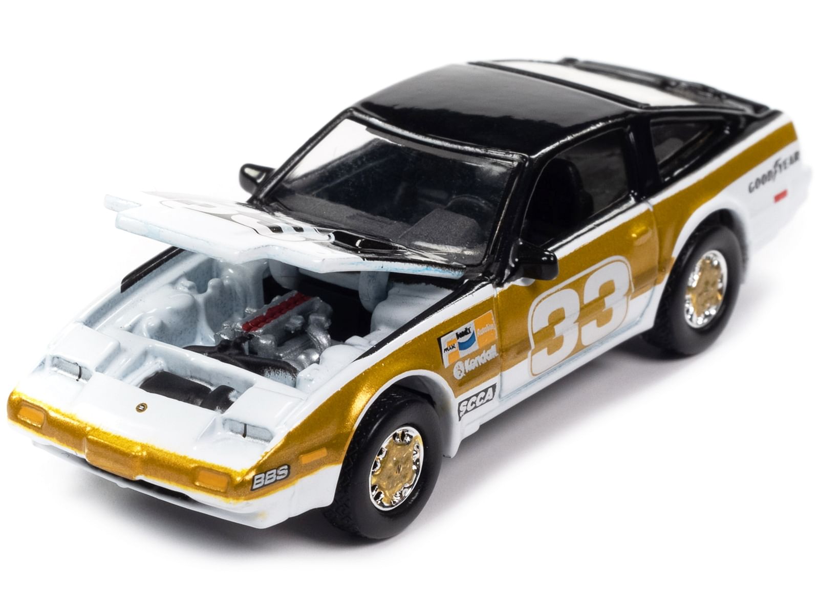 1985 Nissan 300ZX #33 Black White and Gold “Go for the Gold” “Import Heat GT” Limited Edition to 4788 pieces Worldwide “Street Freaks” Series 1/64 Diecast Model Car by Johnny Lightning