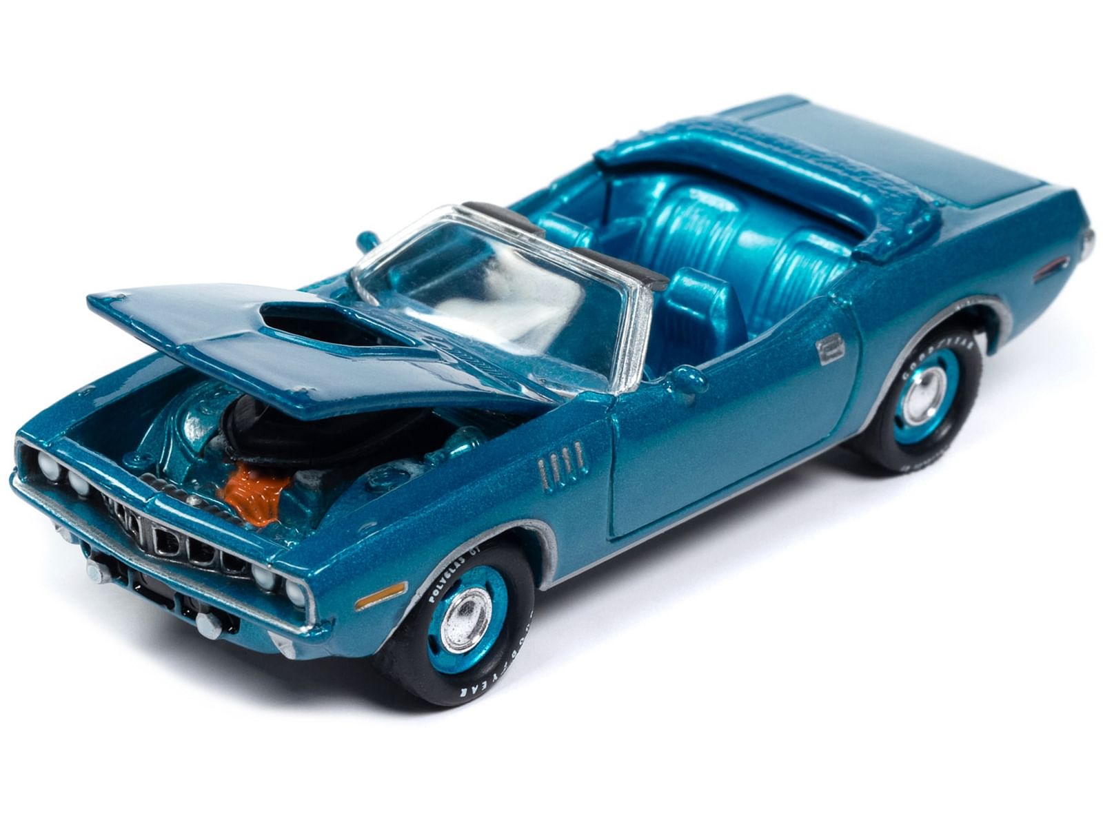 1971 Plymouth Barracuda Convertible Blue Fire Metallic with Blue Interior “Mecum Auctions” Limited Edition to 2496 pieces Worldwide “Hobby Exclusive” Series 1/64 Diecast Model Car by Johnny Lightning