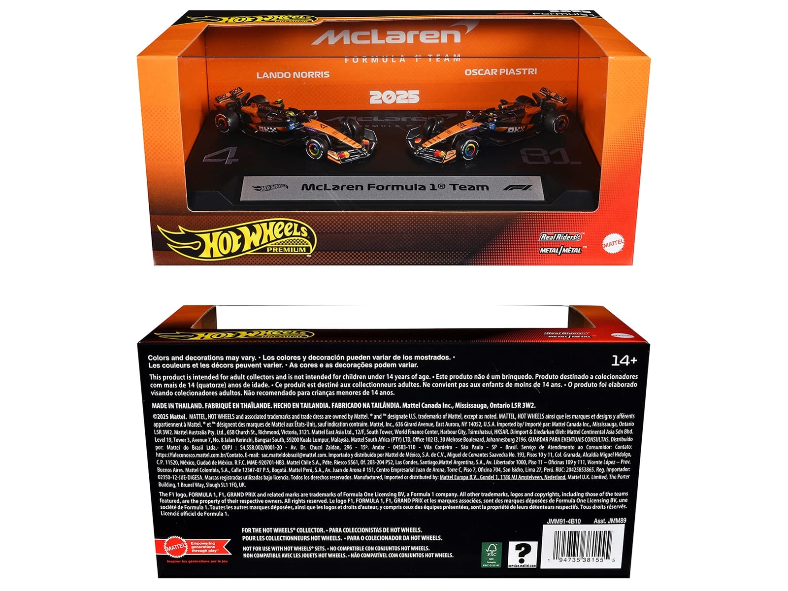 "McLaren Formula 1 Team" Formula One F1 World Championship (2025) 2 Piece Set Diecast Model Cars by Hot Wheels - Image 3