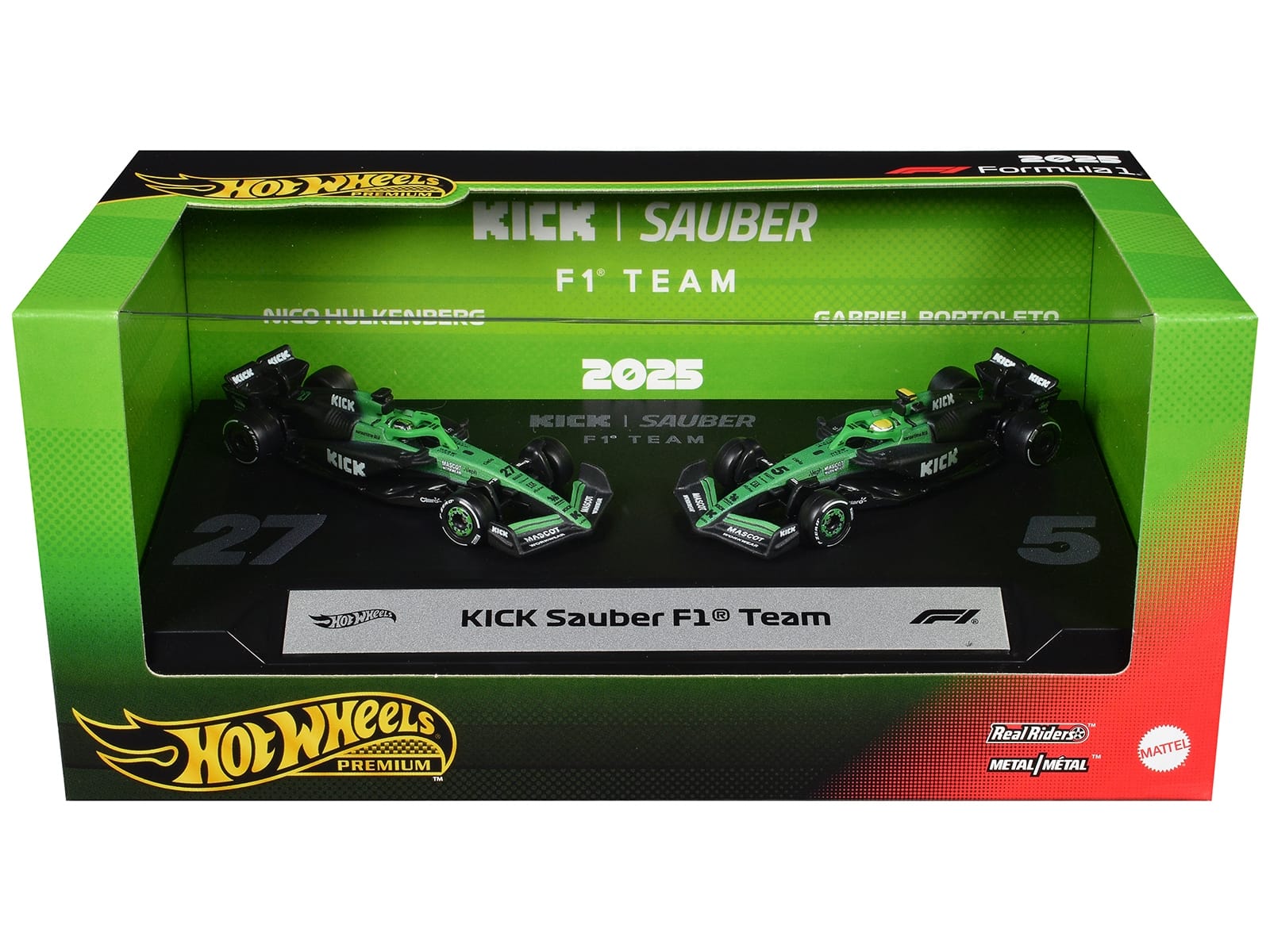 "Kick Sauber F1 Team" Formula One F1 World Championship (2025) 2 Piece Set Diecast Model Cars by Hot Wheels