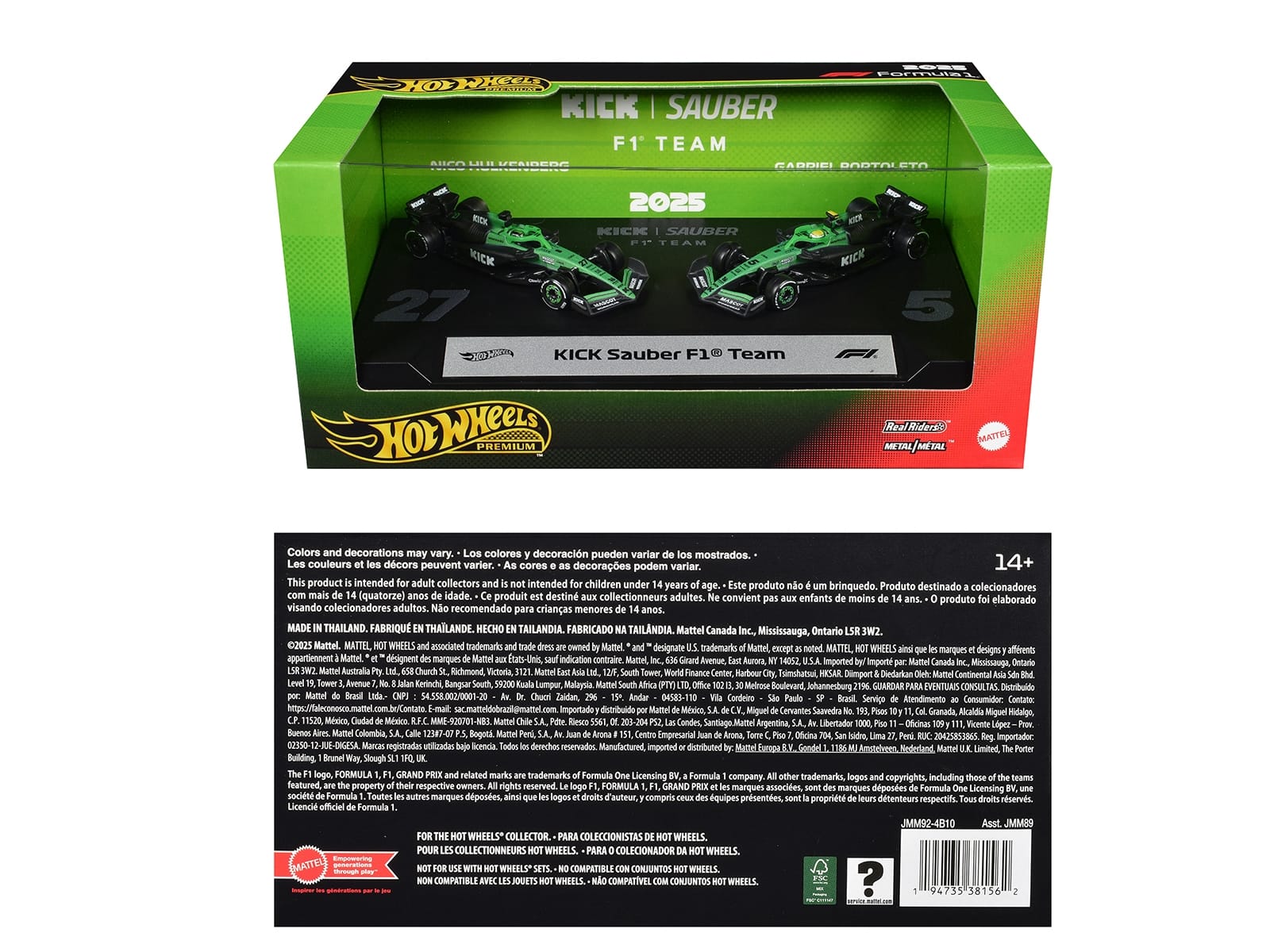 "Kick Sauber F1 Team" Formula One F1 World Championship (2025) 2 Piece Set Diecast Model Cars by Hot Wheels - Image 3
