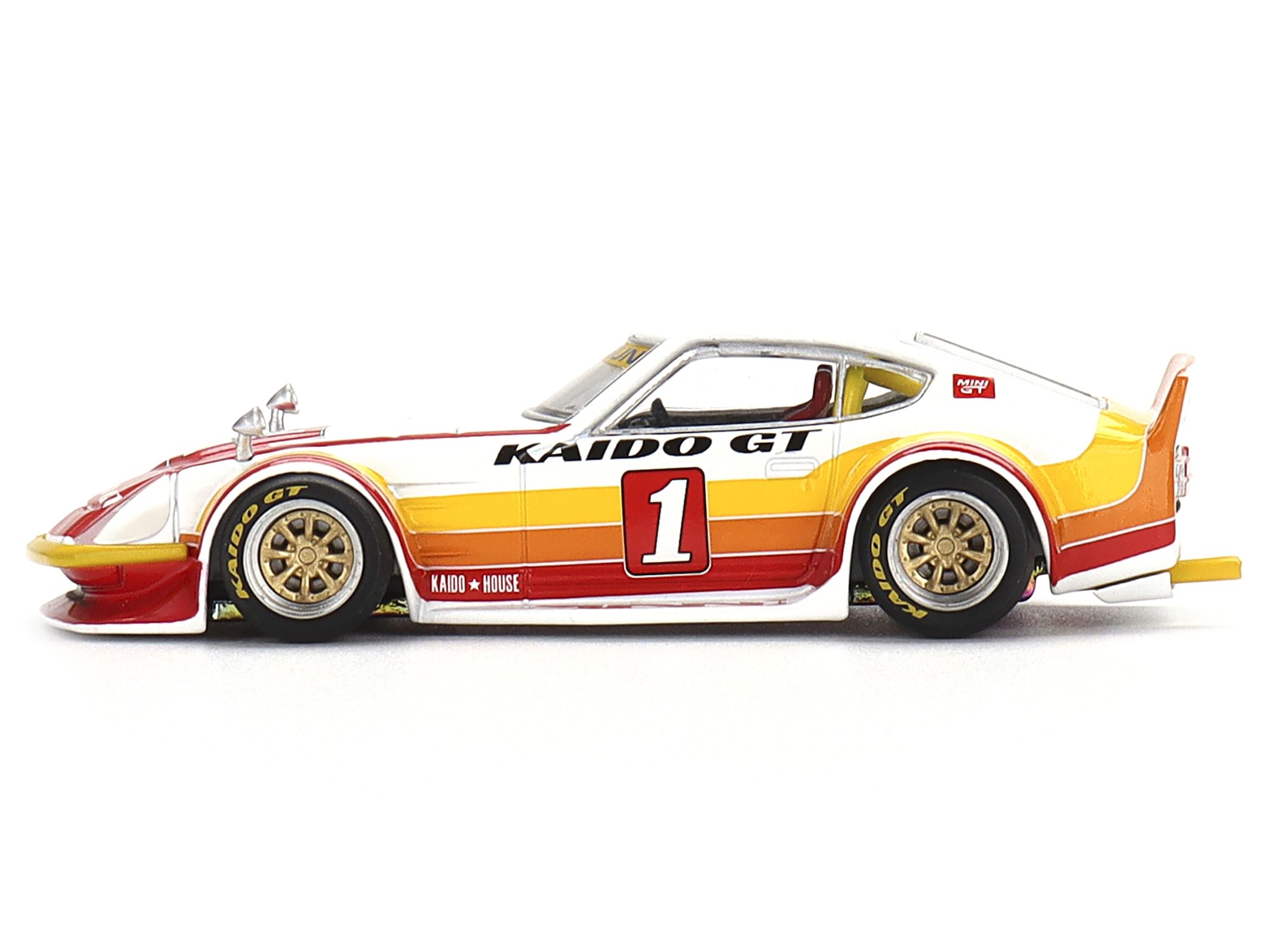 Datsun Fairlady Z Kaido GT V1 RHD (Right Hand Drive) #1 White with Stripes (Designed by Jun Imai) “Kaido House” Special 1/64 Diecast Model Car by True Scale Miniatures