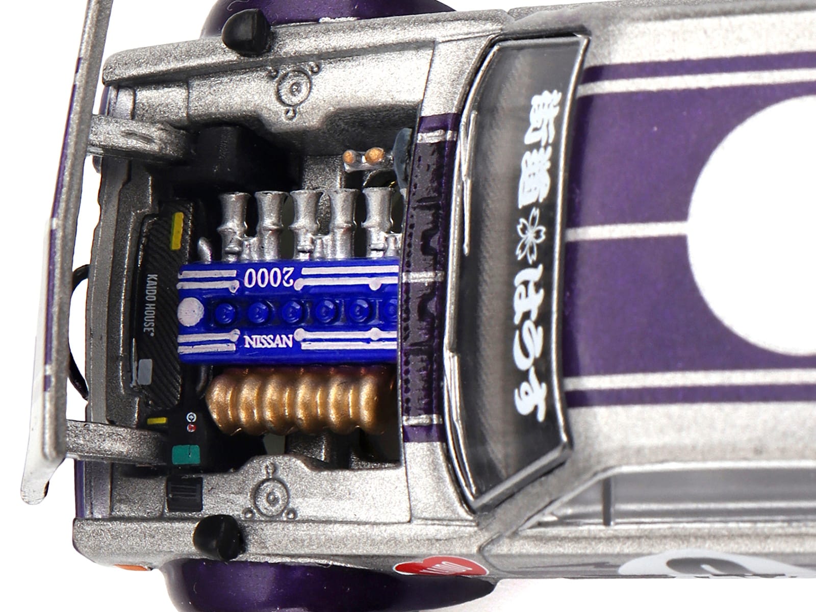 Nissan Skyline 2000GT-R (KPGC10) "Kaido Works V1" RHD (Right Hand Drive) #0 Silver Metallic with Purple Stripes (Designed by Jun Imai) "Kaido House" Special 1/64 Diecast Model Car by Mini GT - Image 4