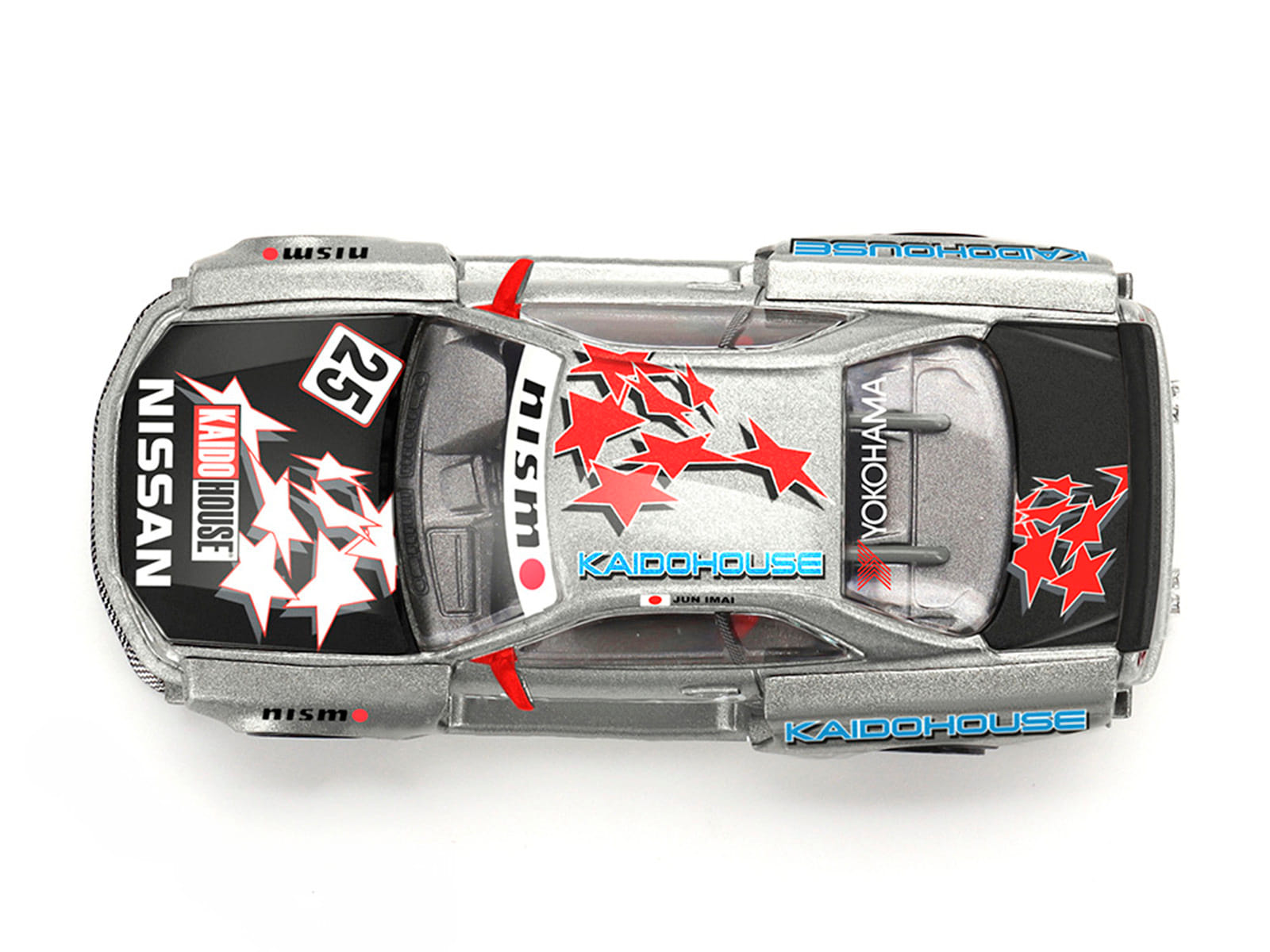 Nissan Skyline GT-R (R34) "Kaido Star Racing V1" RHD (Right Hand Drive) #25 Gray Metallic with Black Hood and Graphics (Designed by Jun Imai) "Kaido House" Special 1/64 Diecast Model Car by Mini GT - Image 5