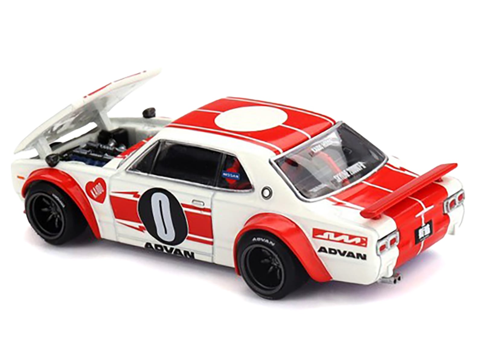 Nissan Skyline 2000GT-R (KPGC10) "Kaido Works V2" RHD (Right Hand Drive) White with Red Stripes (Designed by Jun Imai) "Kaido House" Special 1/64 Diecast Model Car by Mini GT - Image 4