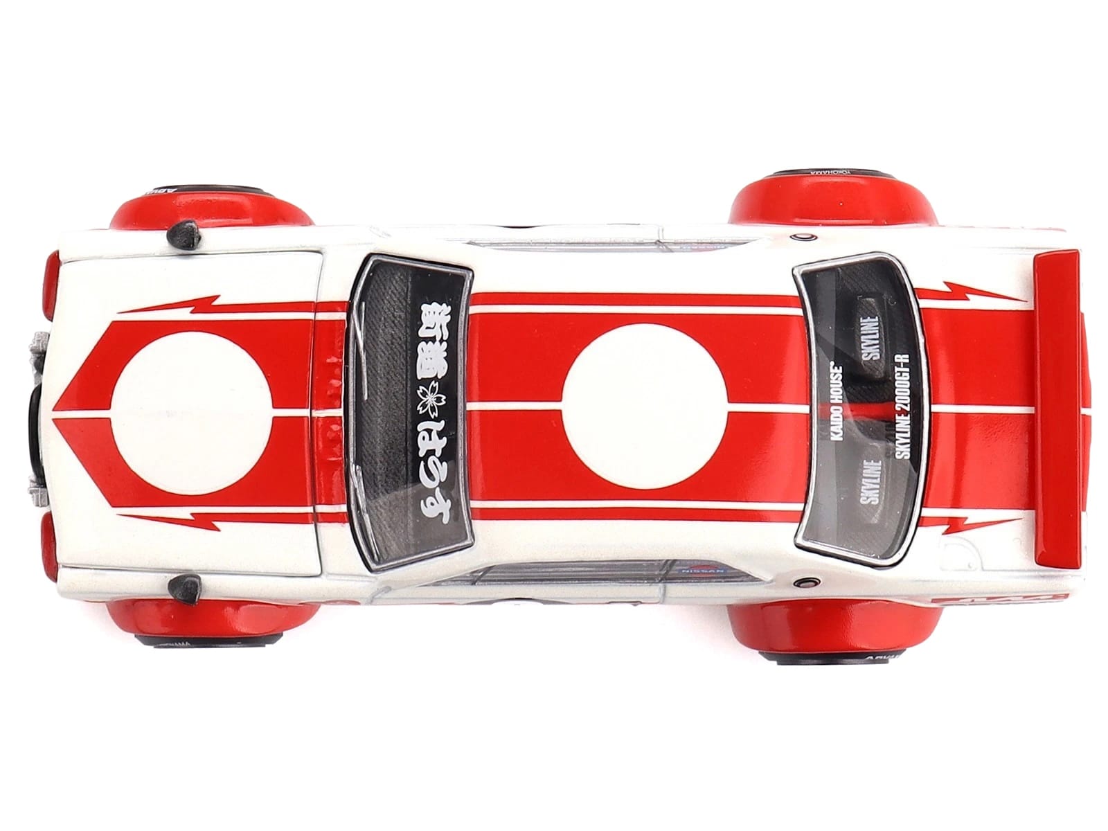 Nissan Skyline 2000GT-R (KPGC10) "Kaido Works V2" RHD (Right Hand Drive) White with Red Stripes (Designed by Jun Imai) "Kaido House" Special 1/64 Diecast Model Car by Mini GT - Image 5