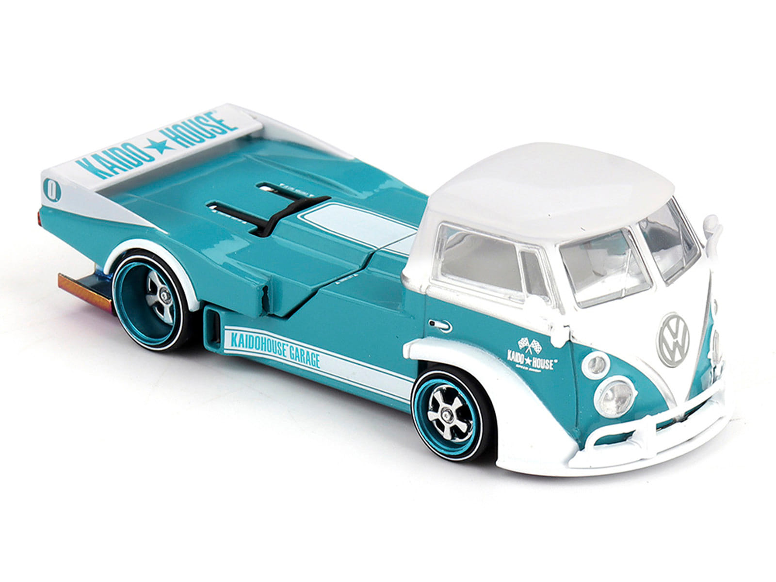 Volkswagen T1 "Kaido Works V1" Truck Turquoise with White Top and Stripes (Designed by Jun Imai) "Kaido House" Special 1/64 Diecast Model Car by Mini GT - Image 2