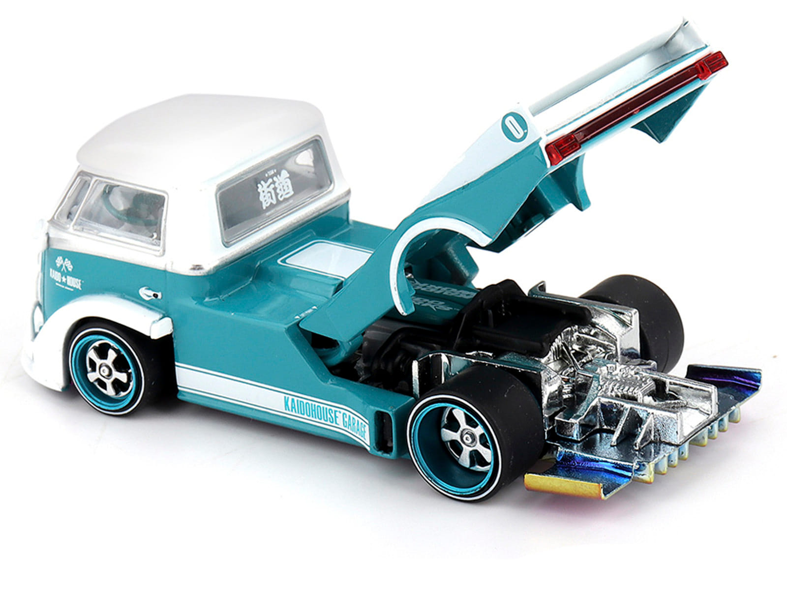 Volkswagen T1 "Kaido Works V1" Truck Turquoise with White Top and Stripes (Designed by Jun Imai) "Kaido House" Special 1/64 Diecast Model Car by Mini GT - Image 3