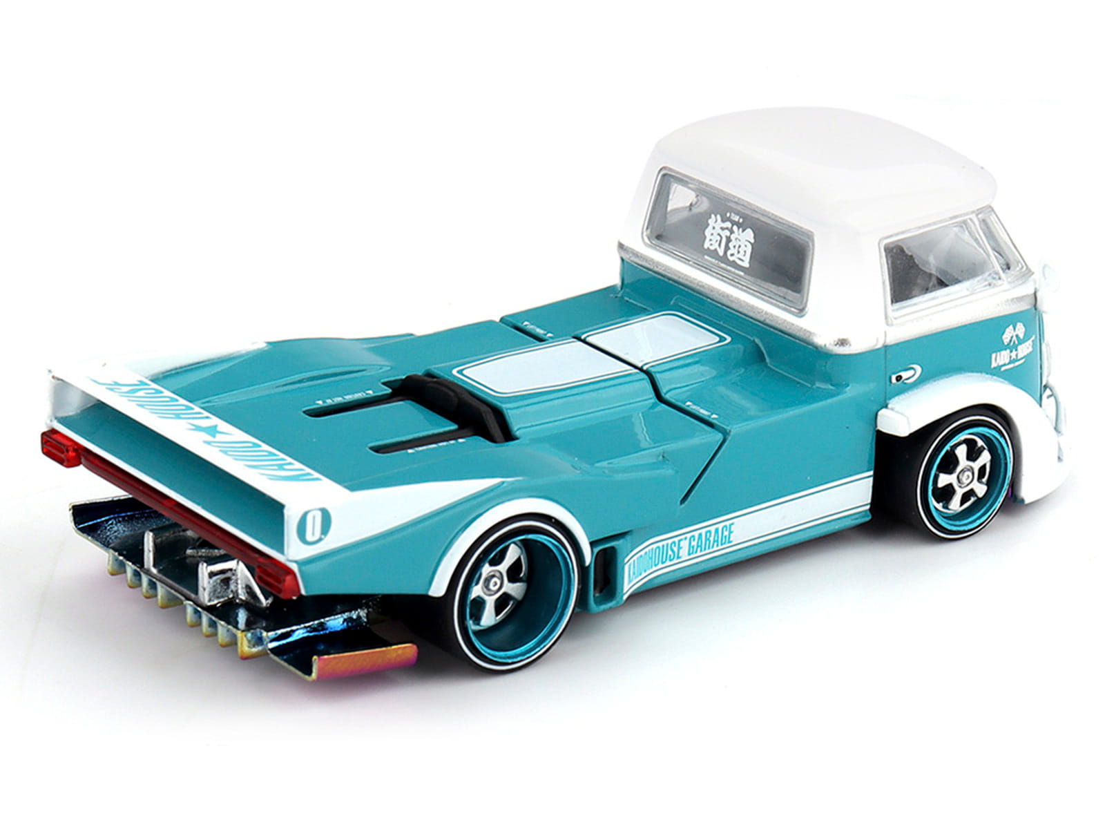 Volkswagen T1 "Kaido Works V1" Truck Turquoise with White Top and Stripes (Designed by Jun Imai) "Kaido House" Special 1/64 Diecast Model Car by Mini GT - Image 5