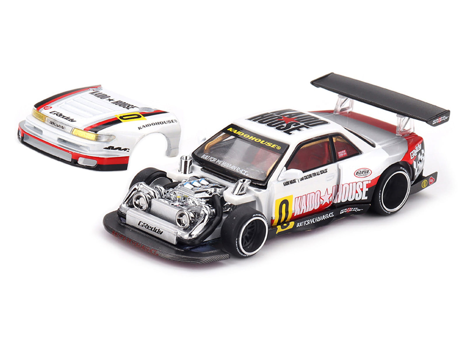 Nissan Silvia S13-R "Circuit Spec V1" RHD (Right Hand Drive) White with Graphics (Designed by Jun Imai) "Kaido House" Special 1/64 Diecast Model Car by Mini GT - Image 2
