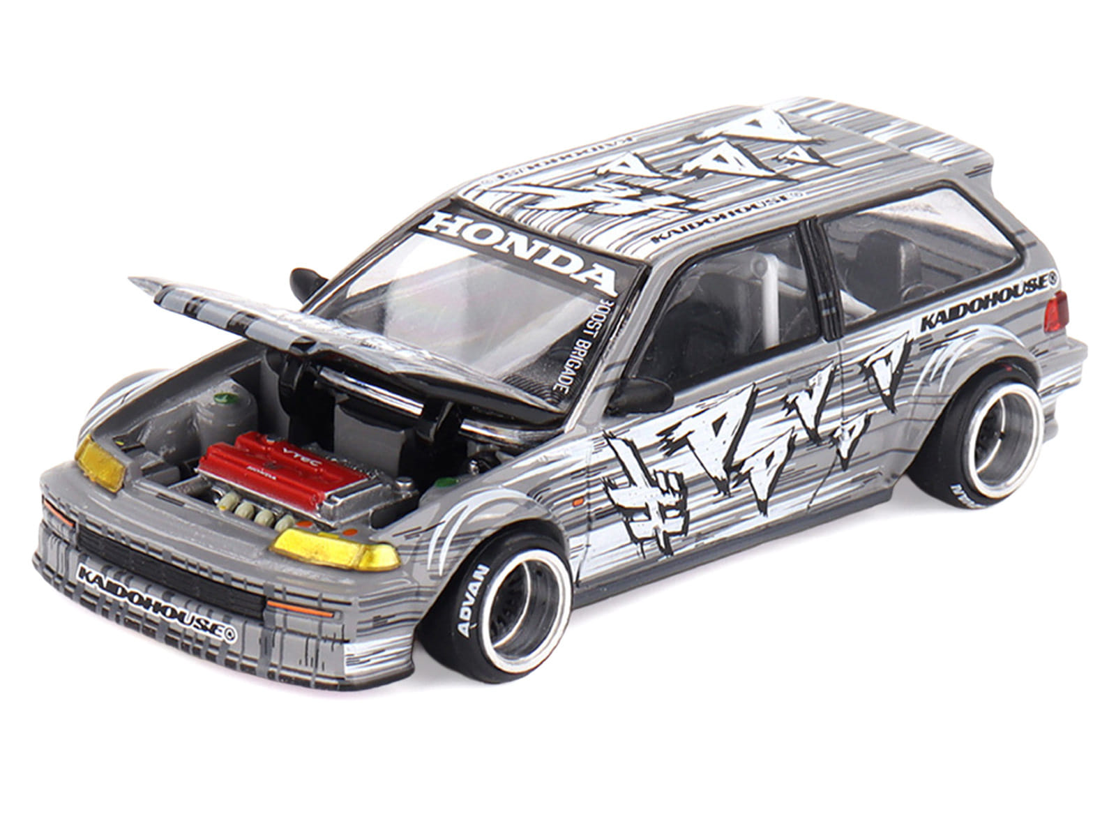 Honda Civic (EF) "Manga V1" Gray Metallic with Graphics (Designed by Jun Imai) "Kaido House" Special 1/64 Diecast Model Car by Mini GT - Image 2