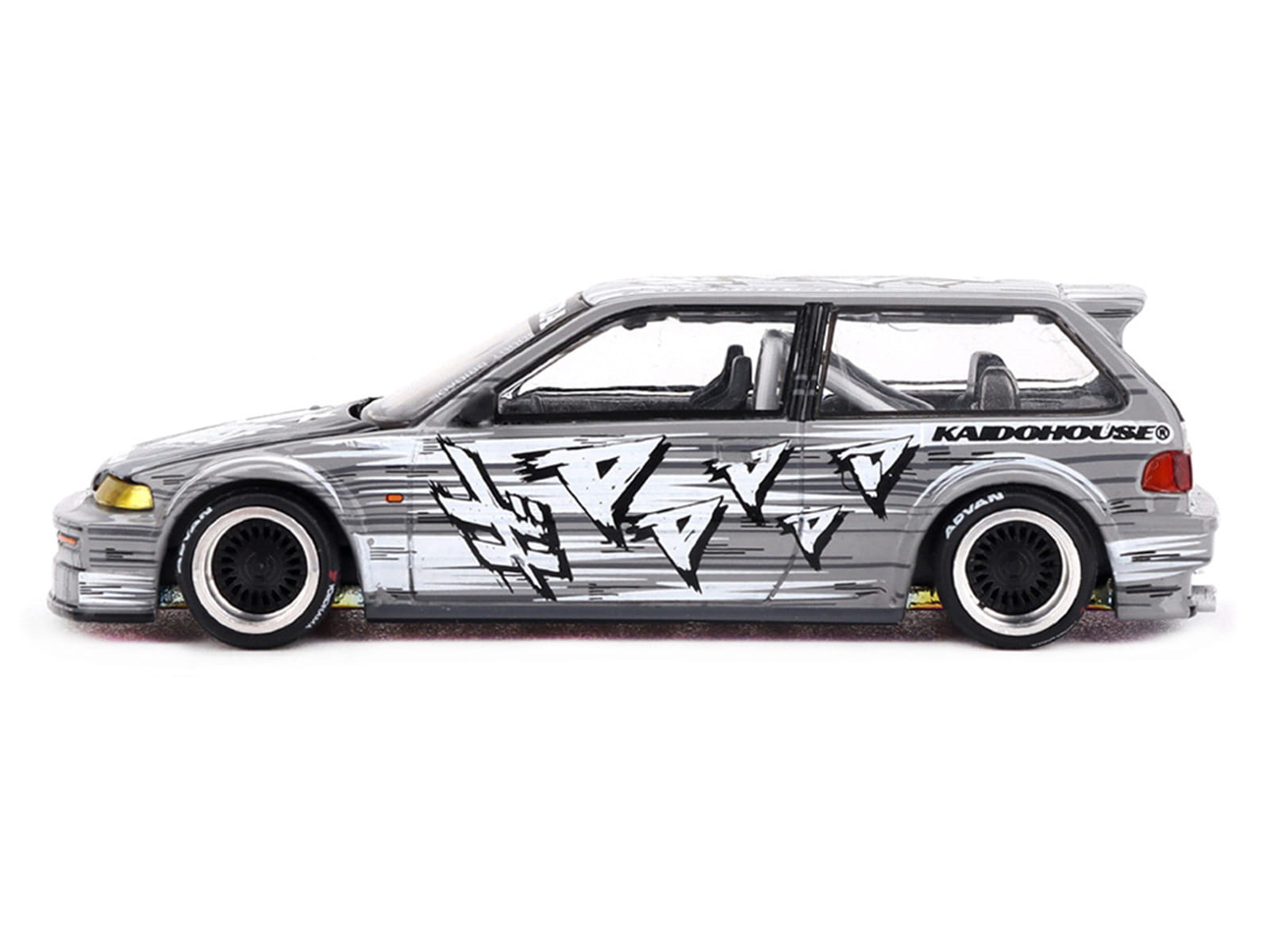 Honda Civic (EF) "Manga V1" Gray Metallic with Graphics (Designed by Jun Imai) "Kaido House" Special 1/64 Diecast Model Car by Mini GT - Image 3