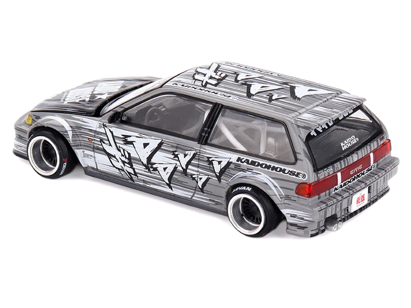 Honda Civic (EF) "Manga V1" Gray Metallic with Graphics (Designed by Jun Imai) "Kaido House" Special 1/64 Diecast Model Car by Mini GT - Image 4