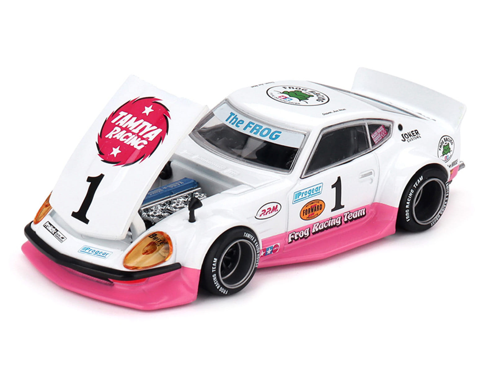 Nissan Fairlady Z RHD (Right Hand Drive) #1 "Tamiya Racing - Frog Racing Team" White and Pink (Designed by Jun Imai) "Kaido House" Special 1/64 Diecast Model Car by Mini GT - Image 2