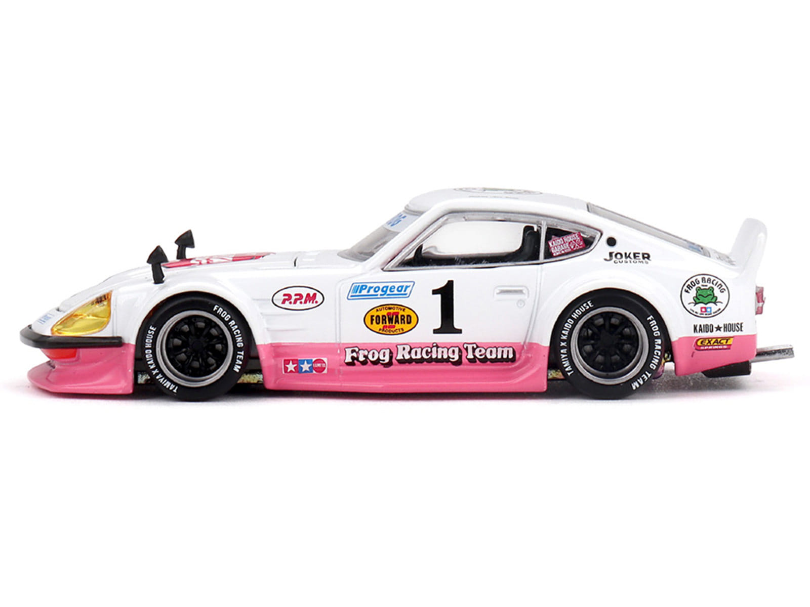 Nissan Fairlady Z RHD (Right Hand Drive) #1 "Tamiya Racing - Frog Racing Team" White and Pink (Designed by Jun Imai) "Kaido House" Special 1/64 Diecast Model Car by Mini GT - Image 3