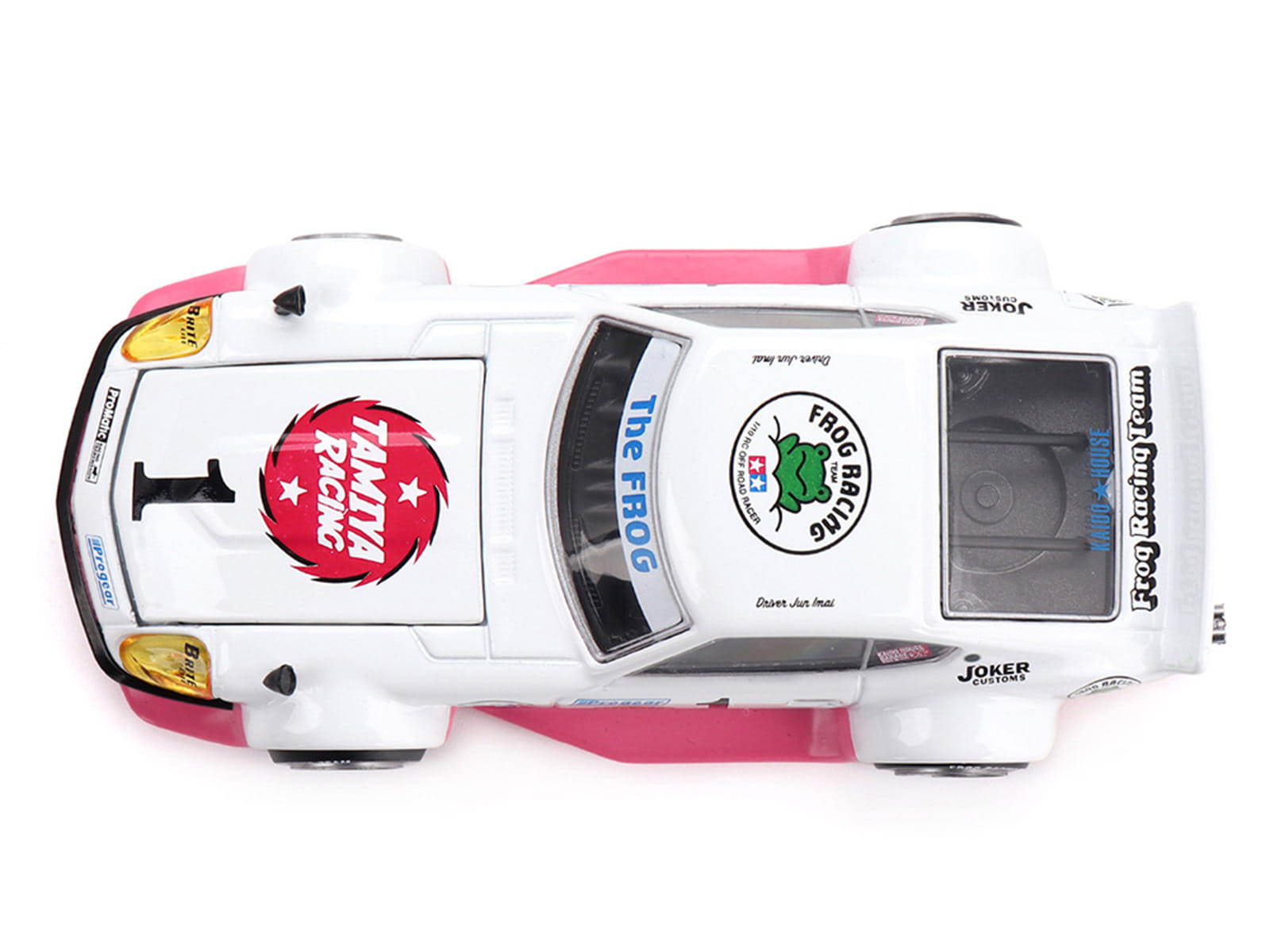 Nissan Fairlady Z RHD (Right Hand Drive) #1 "Tamiya Racing - Frog Racing Team" White and Pink (Designed by Jun Imai) "Kaido House" Special 1/64 Diecast Model Car by Mini GT - Image 5