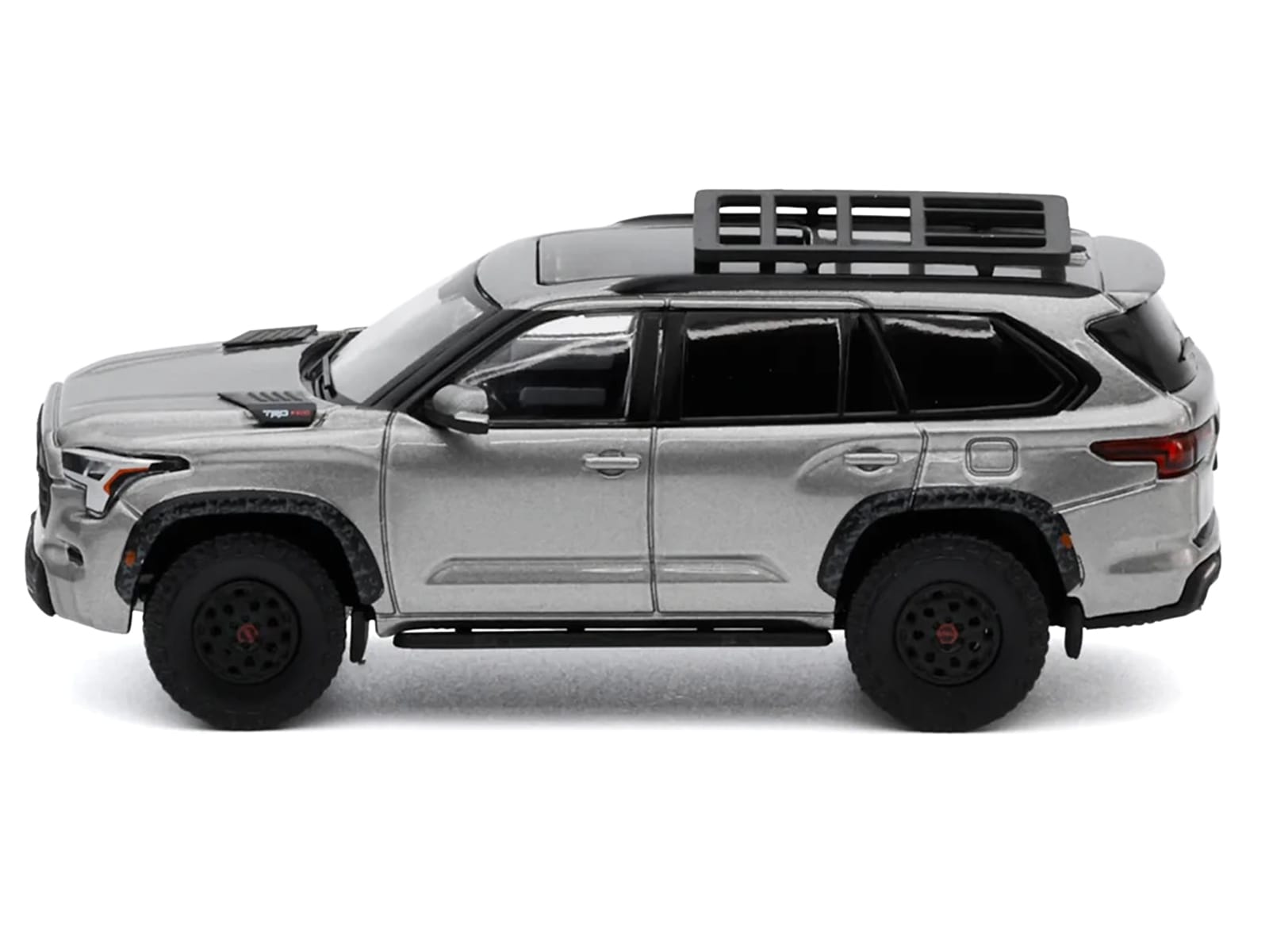 Toyota Sequoia TRD PRO Silver Metallic with Roof Rack 1/64 Diecast Model Car by GCD - Image 3