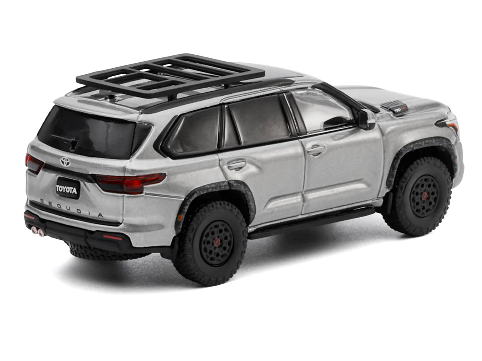 Toyota Sequoia TRD PRO Silver Metallic with Roof Rack 1/64 Diecast Model Car by GCD - Image 4