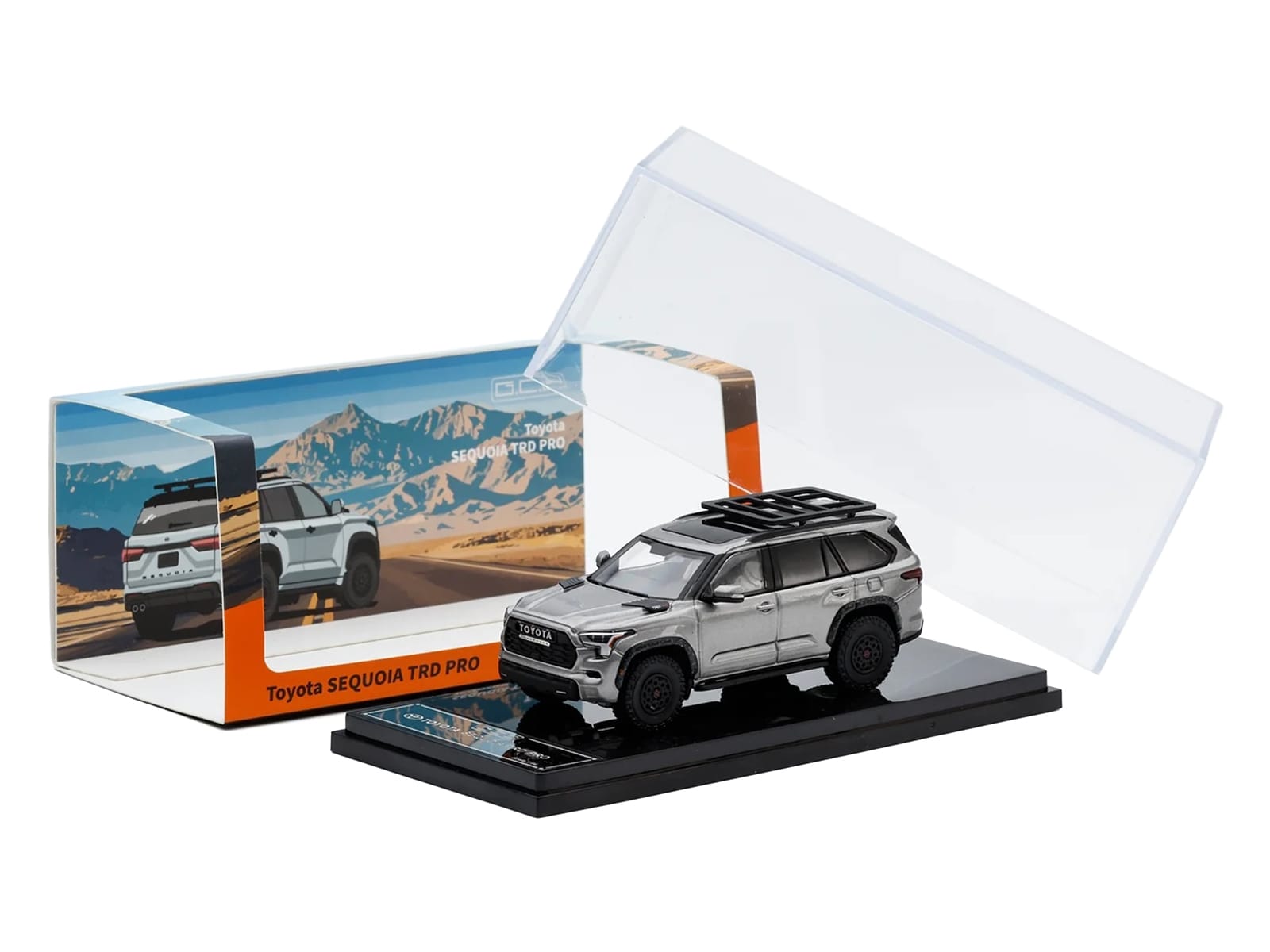 Toyota Sequoia TRD PRO Silver Metallic with Roof Rack 1/64 Diecast Model Car by GCD - Image 5