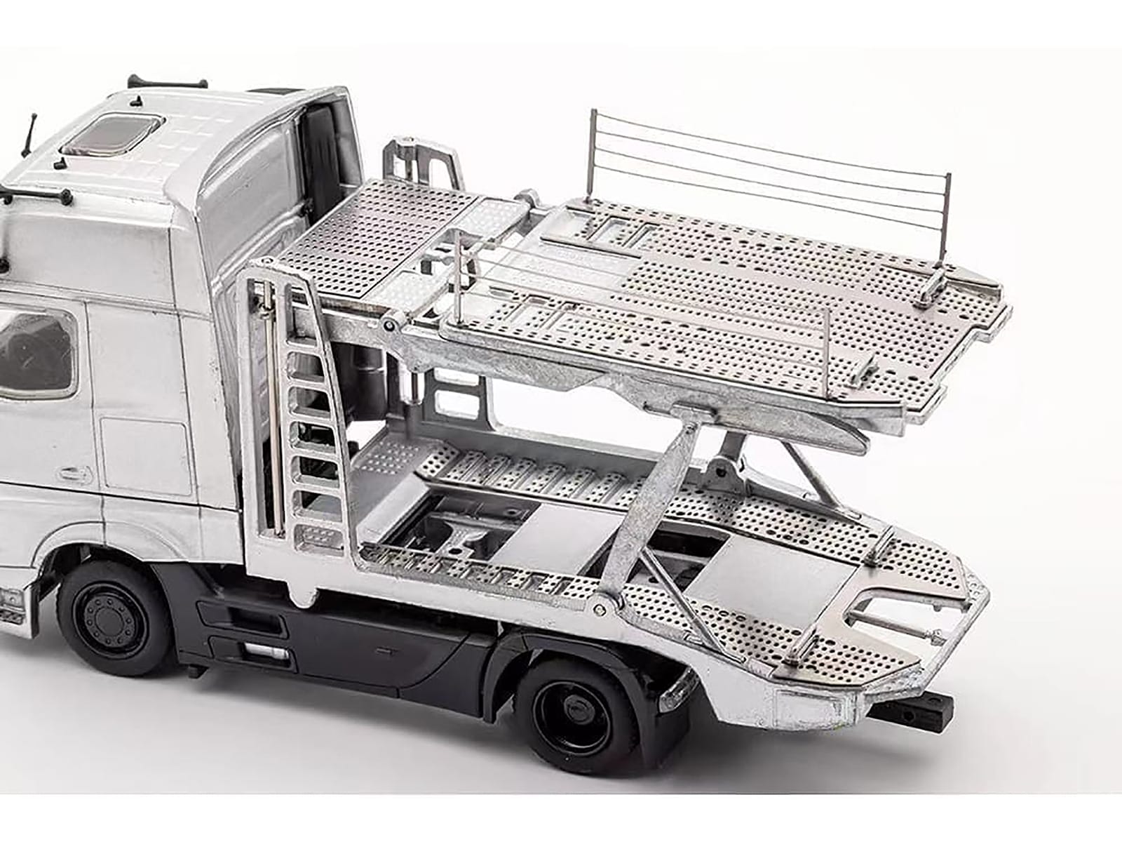 Mercedes-Benz Actros Auto Transporter White 1/64 Diecast Model by GCD - Image 4
