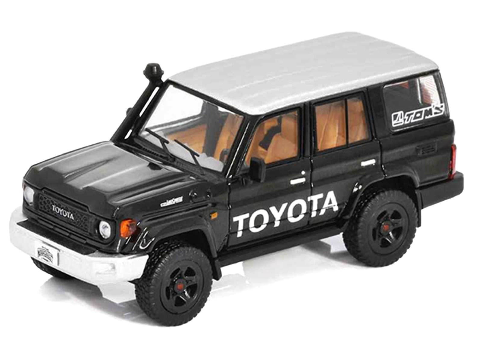 Toyota Land Cruiser (J76) Black with Silver Metallic Top 1/64 Diecast Model Car by GCD - Image 2
