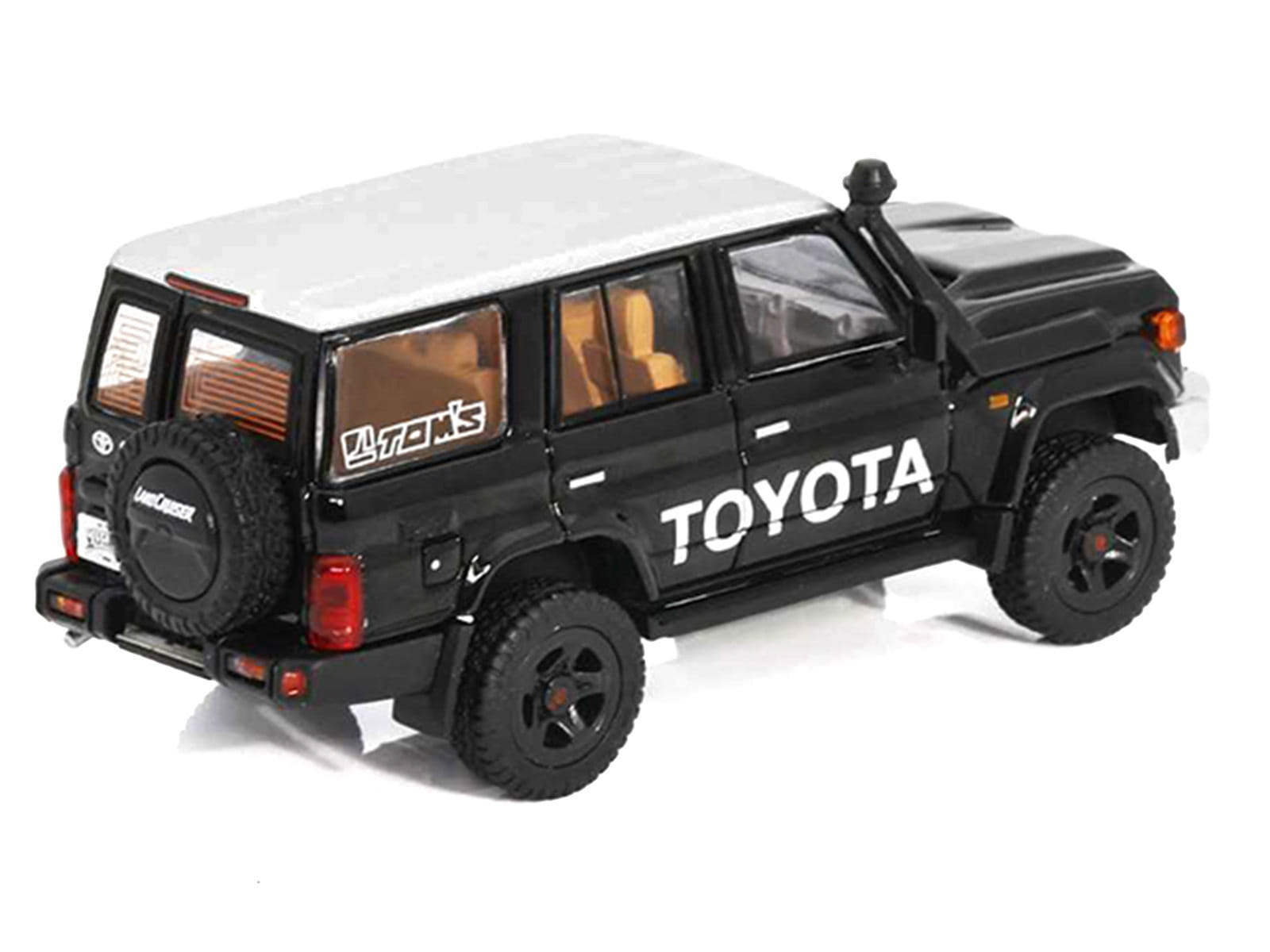 Toyota Land Cruiser (J76) Black with Silver Metallic Top 1/64 Diecast Model Car by GCD - Image 3