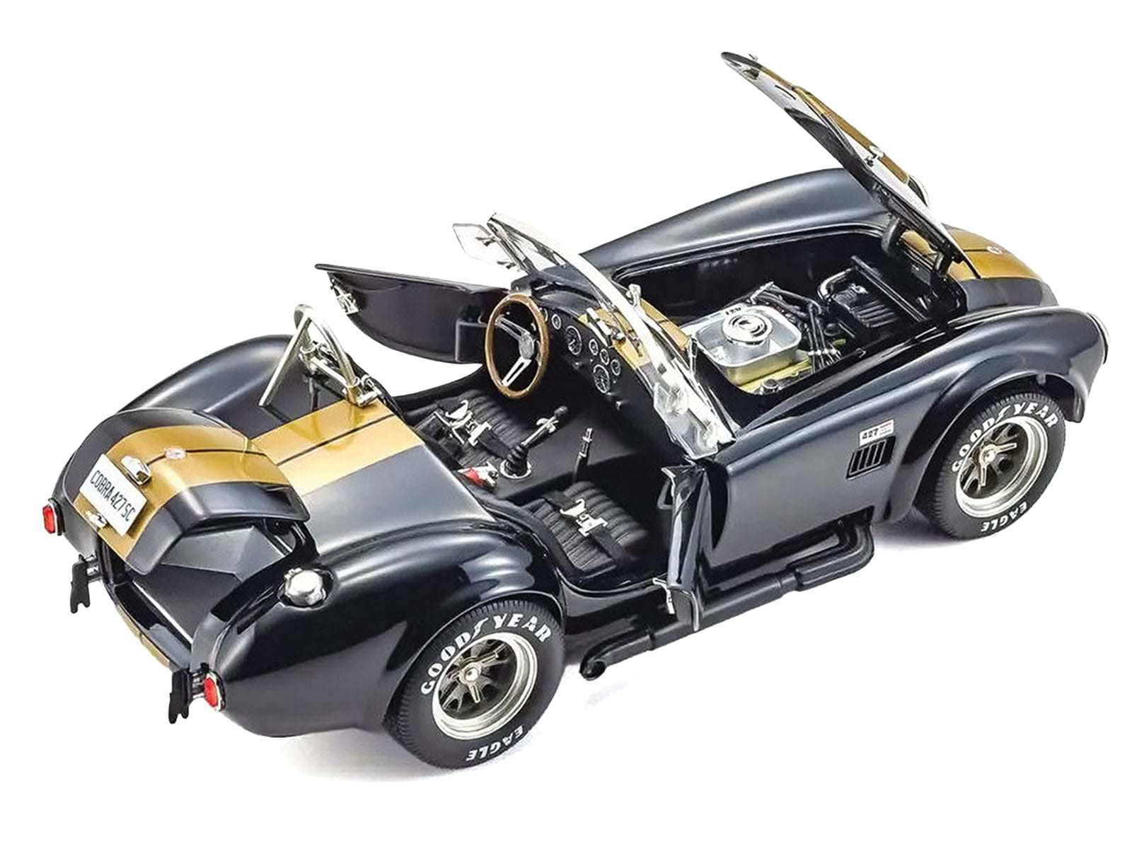 Shelby Cobra 427 S/C Black with Gold Stripes 1/18 Diecast Model Car by Kyosho - Image 2