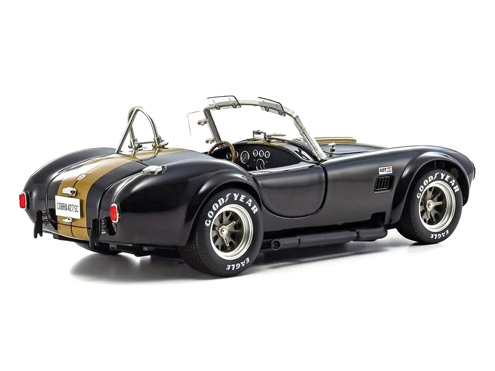 Shelby Cobra 427 S/C Black with Gold Stripes 1/18 Diecast Model Car by Kyosho - Image 4