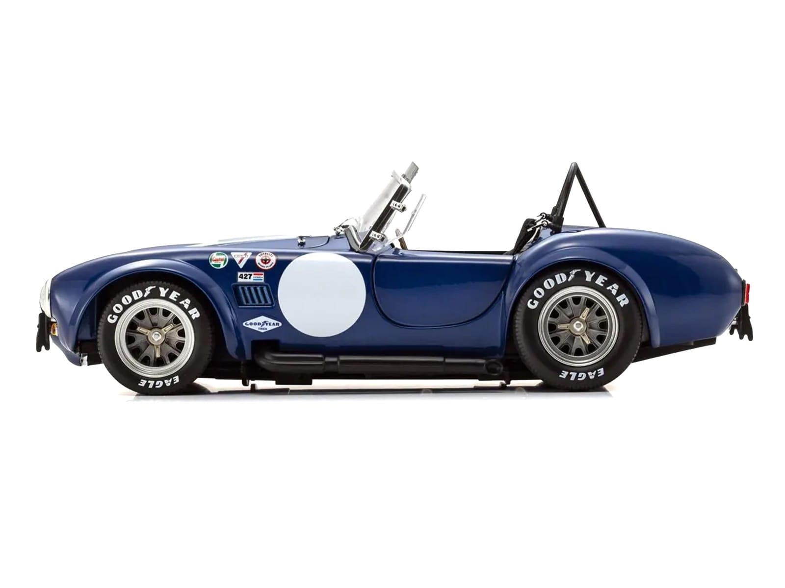 Shelby Cobra 427 S/C Blue with White Stripes and Race Graphics 1/18 Diecast Model Car by Kyosho - Image 3