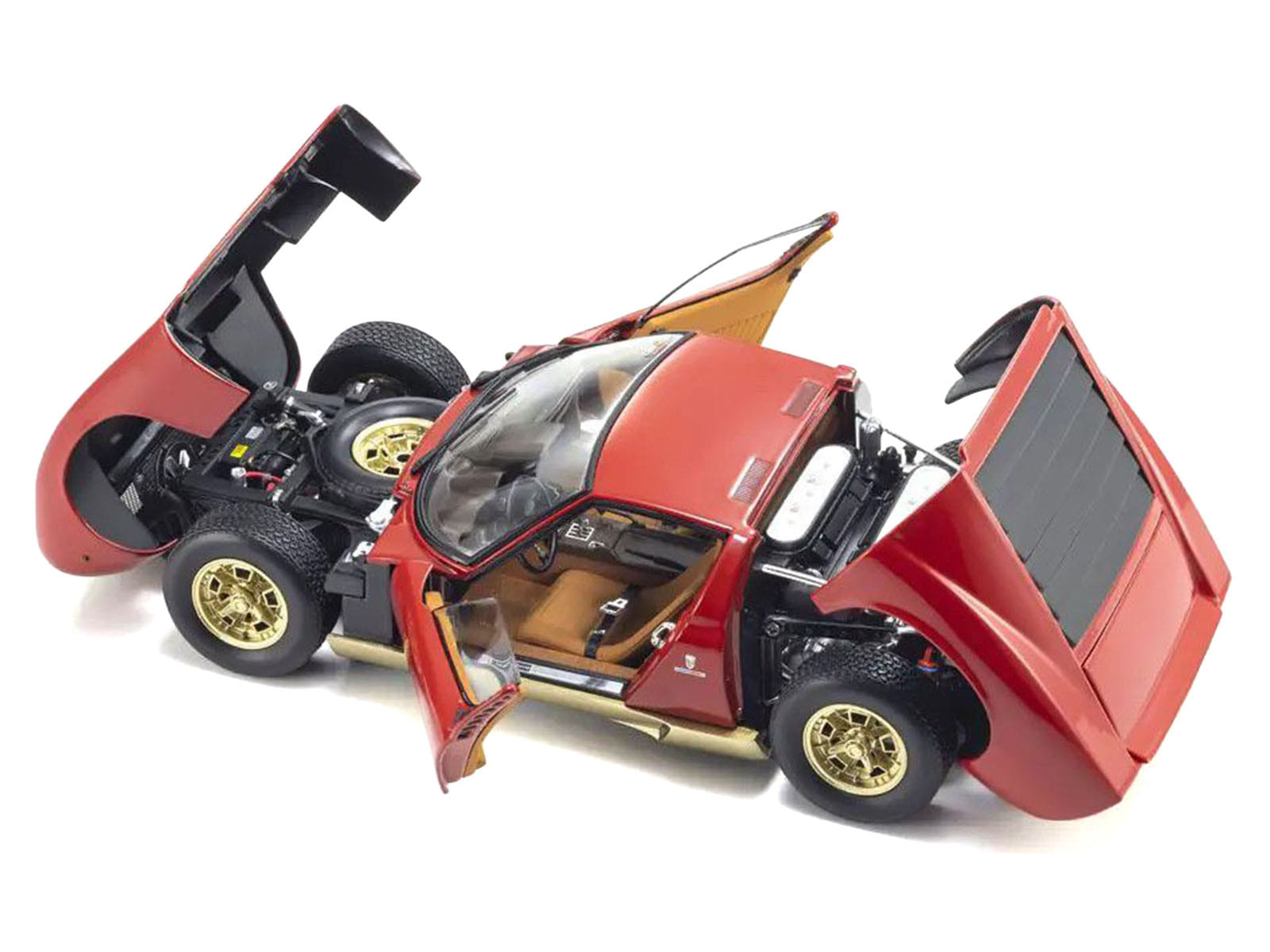 Lamborghini Miura P 400 Red with Gold Accents 1/18 Diecast Model Car by Kyosho - Image 2
