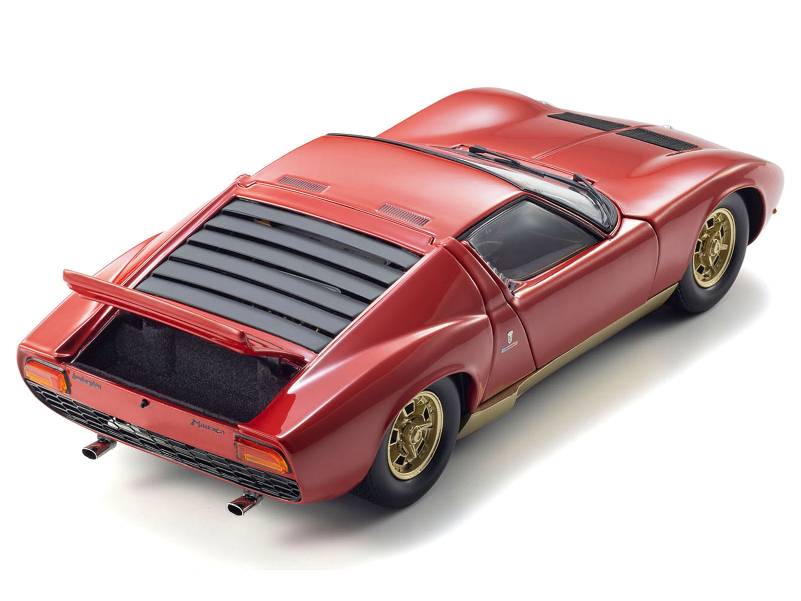 Lamborghini Miura P 400 Red with Gold Accents 1/18 Diecast Model Car by Kyosho - Image 5